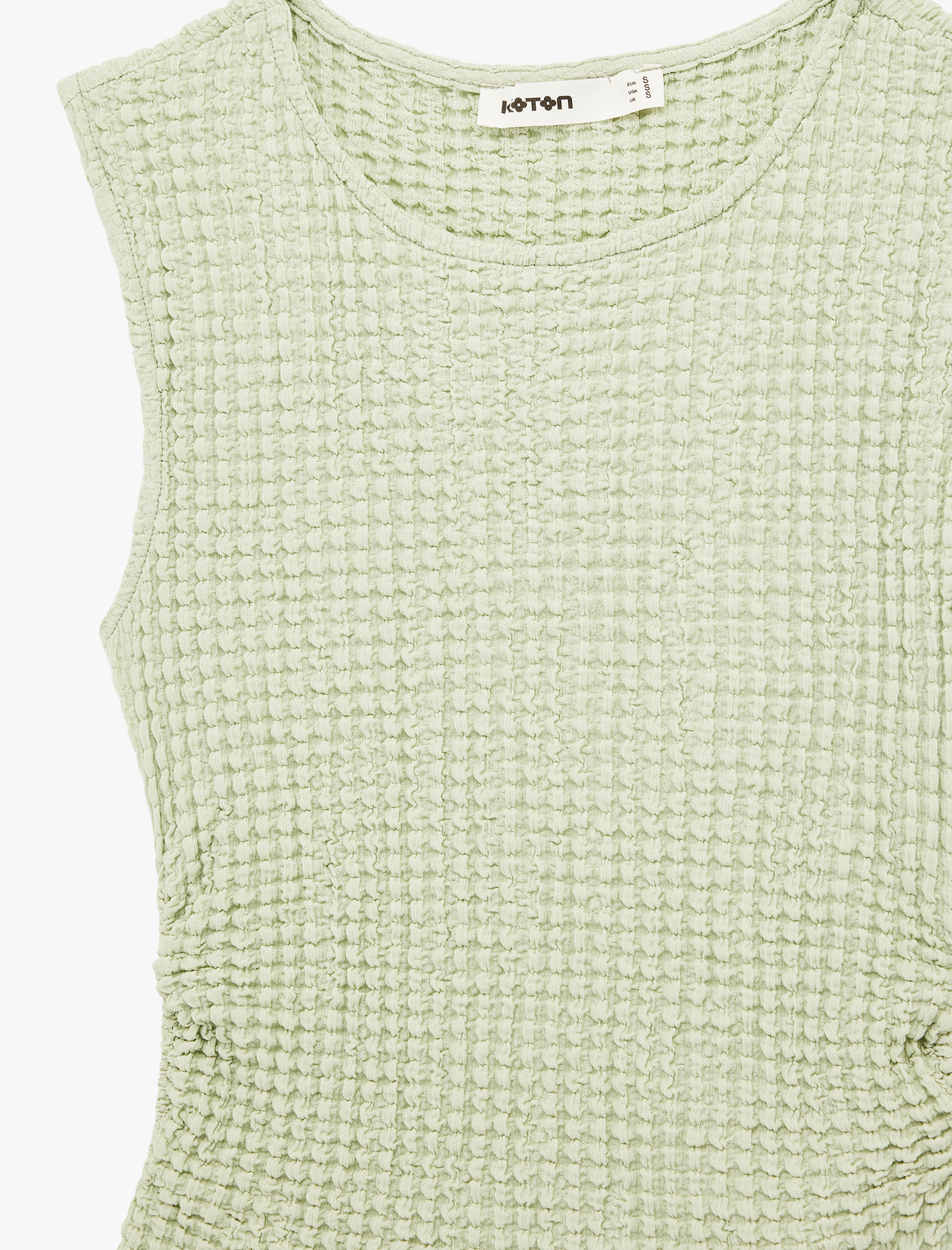   Bürümcük Kumaş Slim Fit Bisiklet Yaka Kolsuz Bluz