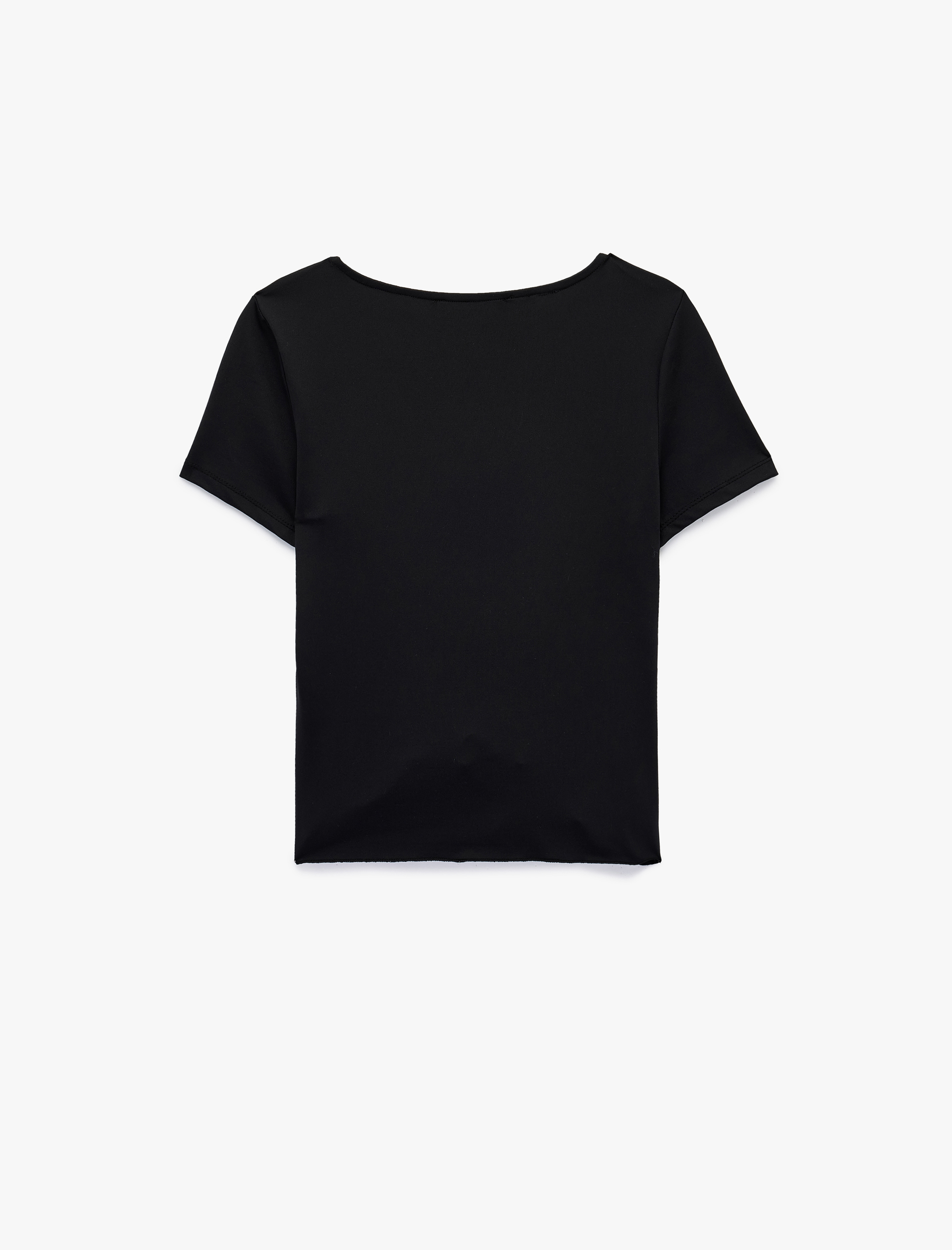   Regular Fit Kısa Kollu Bisiklet Yaka Büzgülü Tişört