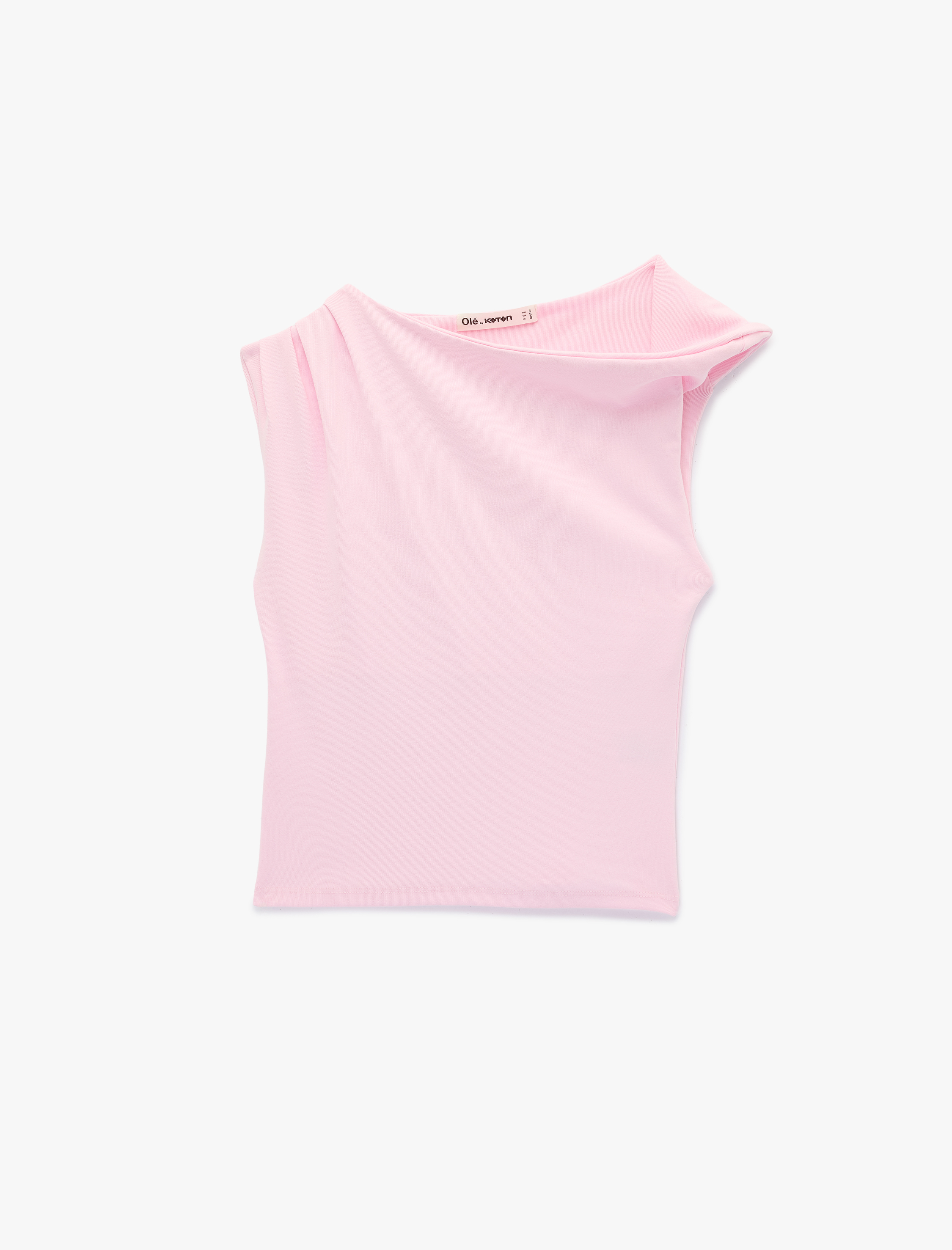   Omzu Açık Drape Detaylı Pamuklu Kolsuz Bluz