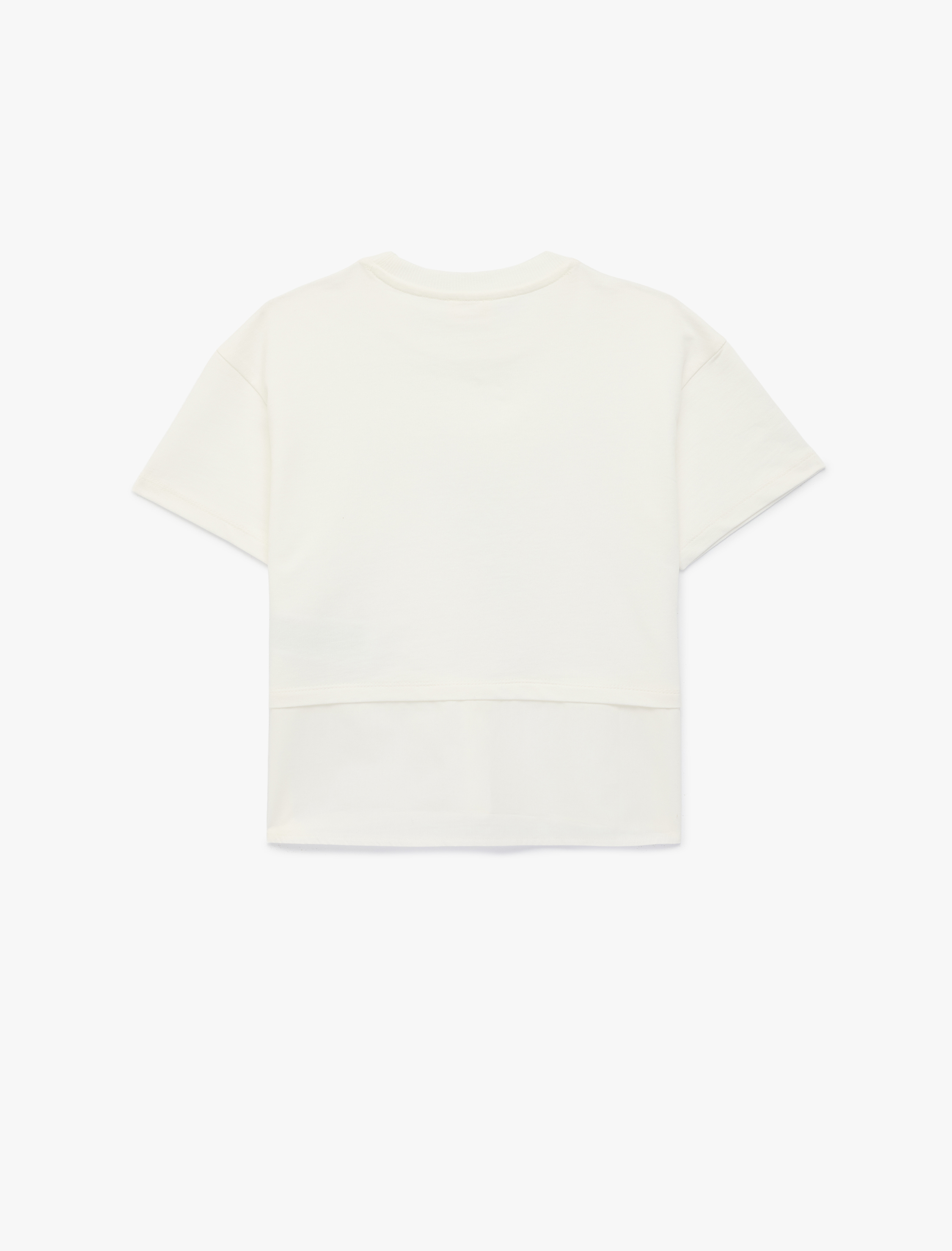  Kız Çocuk Pullu Payetli Fiyonk Baskılı Bisiklet Yaka Kısa Kollu Pamuklu Tişört