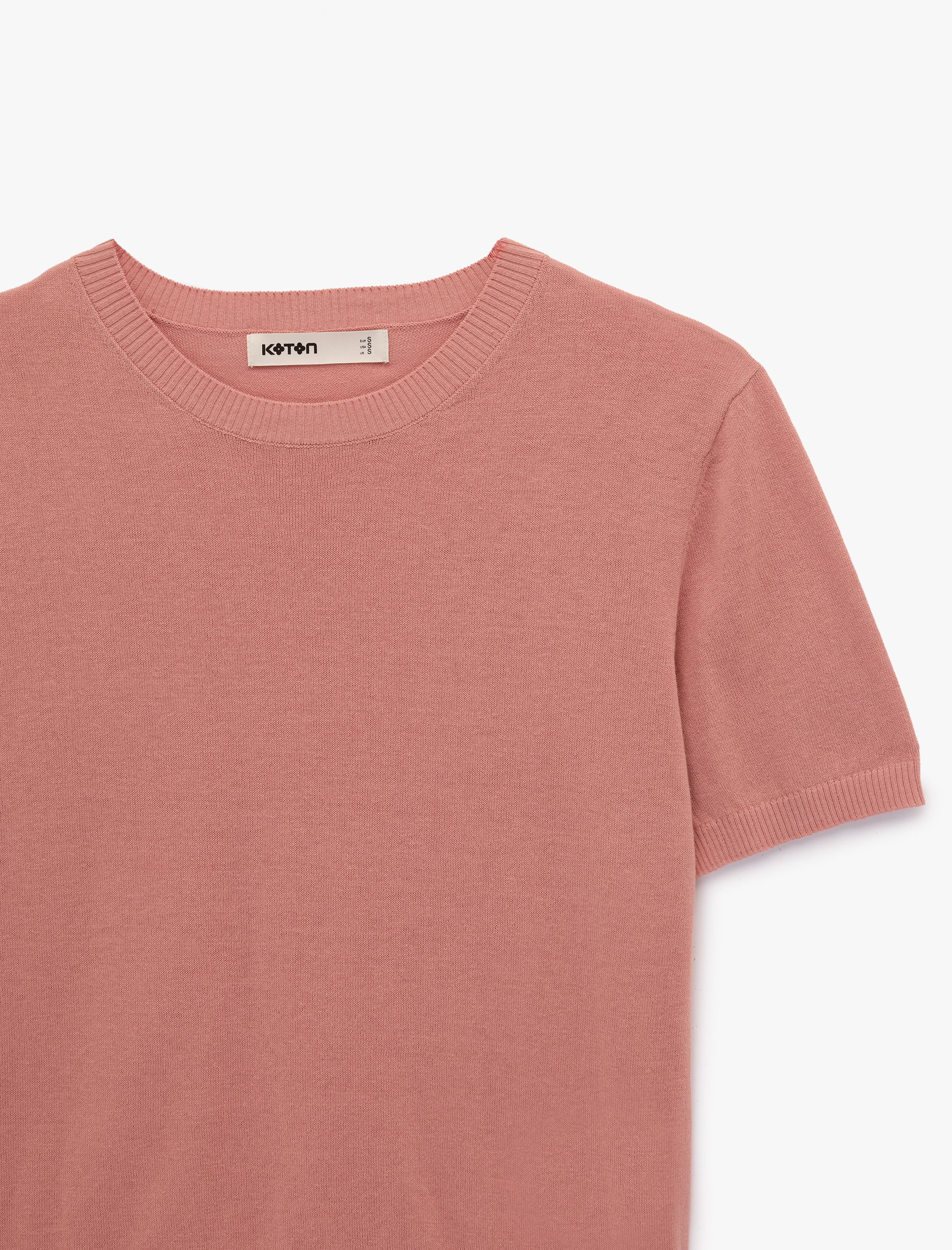   Pamuklu Kısa Kollu Bisiklet Yaka Triko Kazak