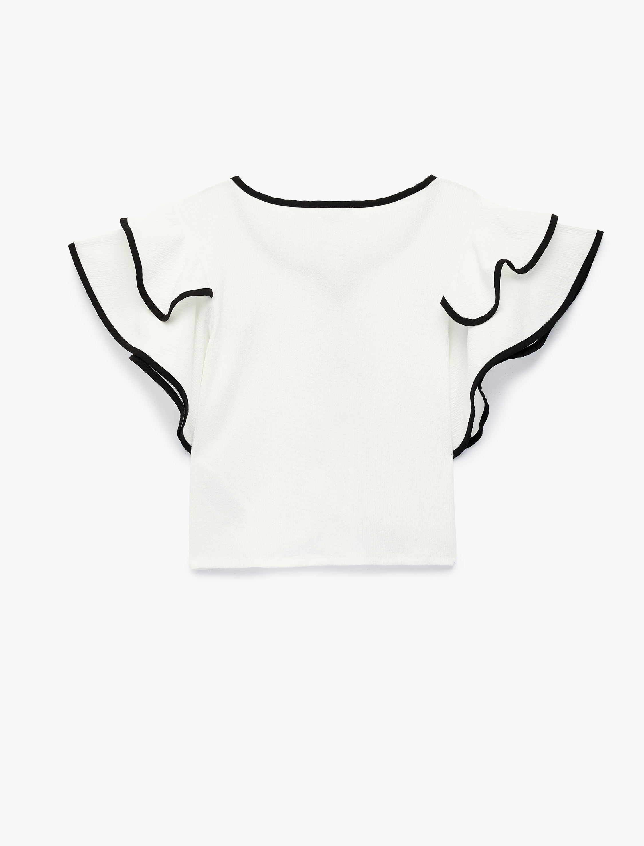  Kız Çocuk Fiyonk Detaylı Kısa Kollu V Yaka Bluz