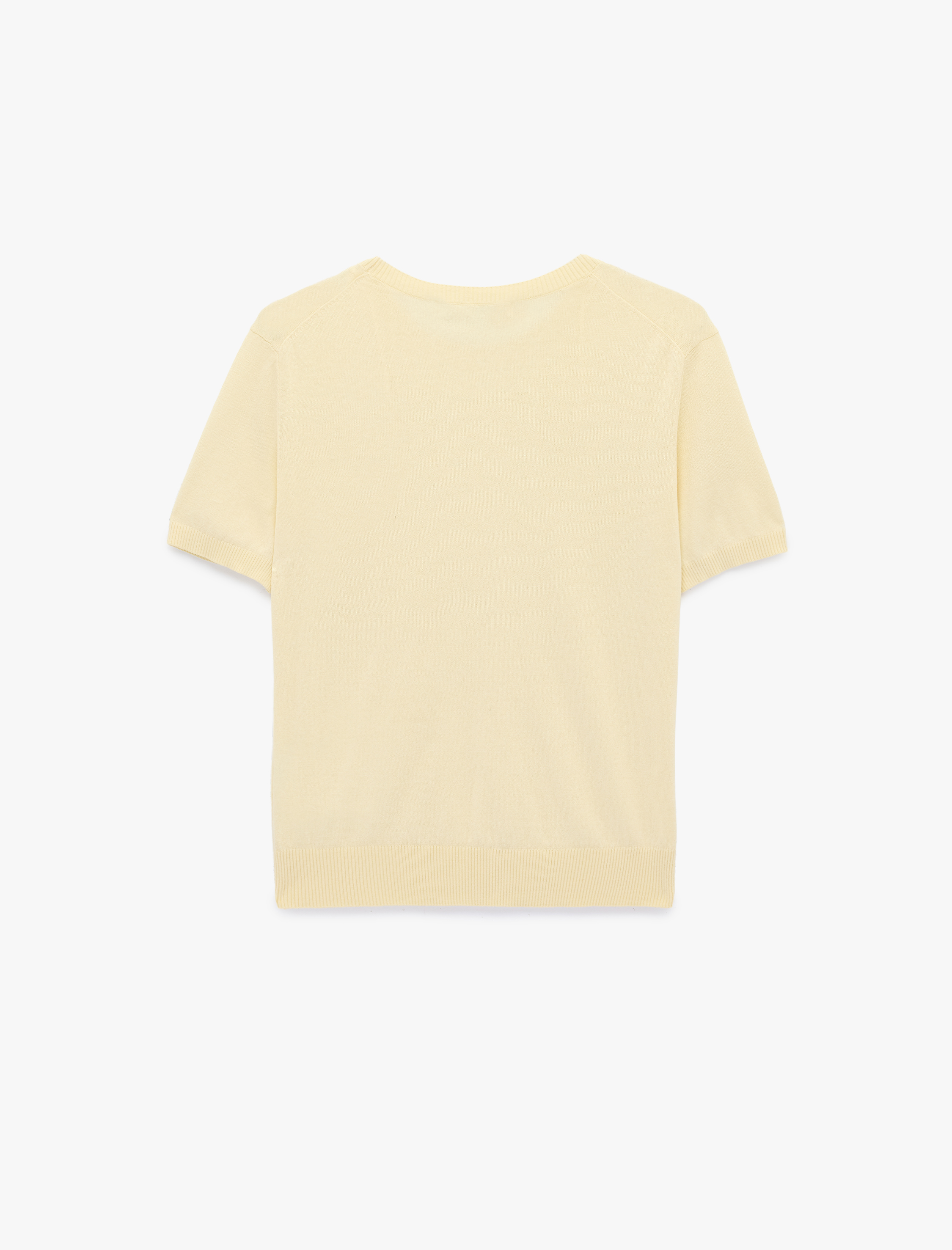   Pamuklu Kısa Kollu Bisiklet Yaka Triko Kazak