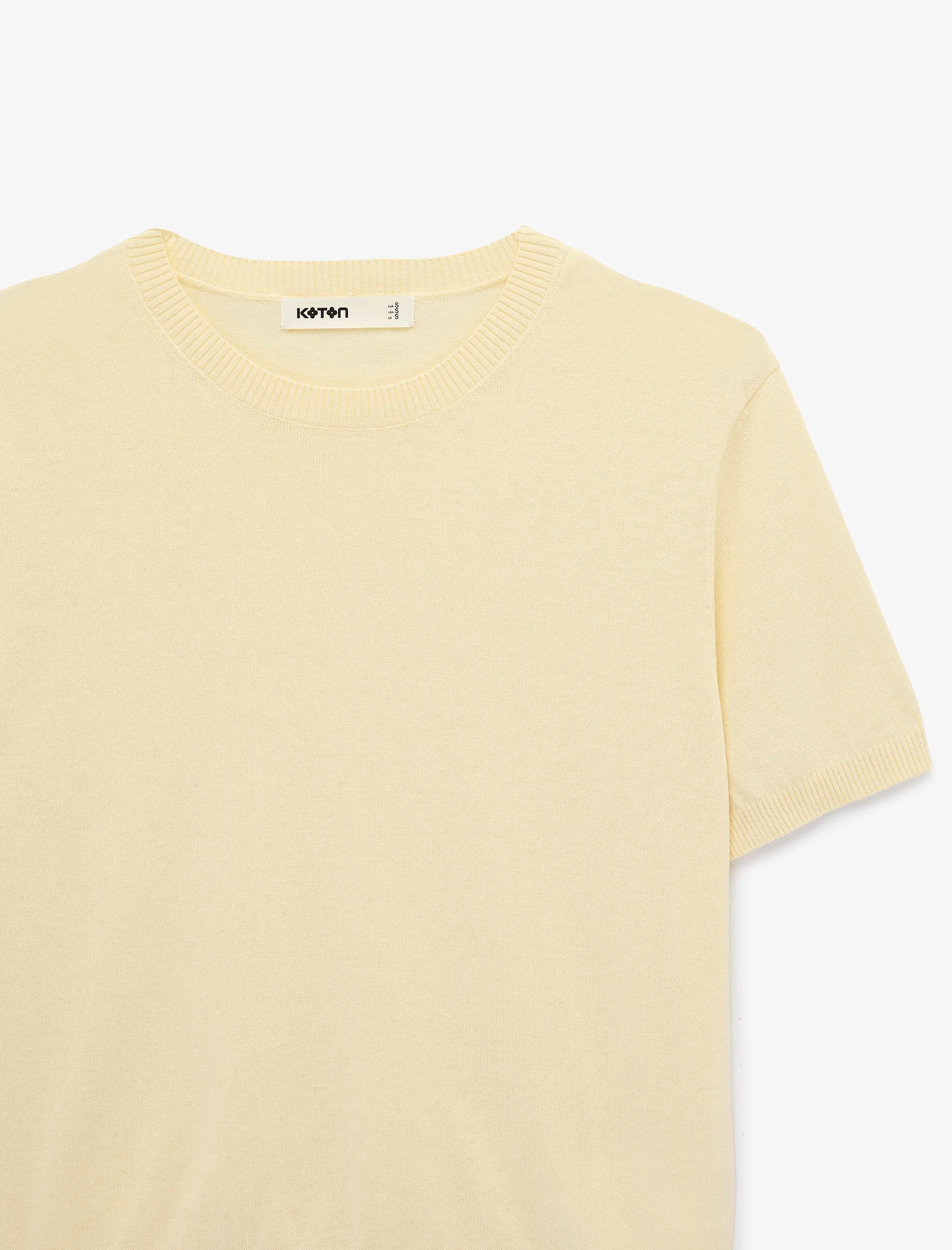   Pamuklu Kısa Kollu Bisiklet Yaka Triko Kazak