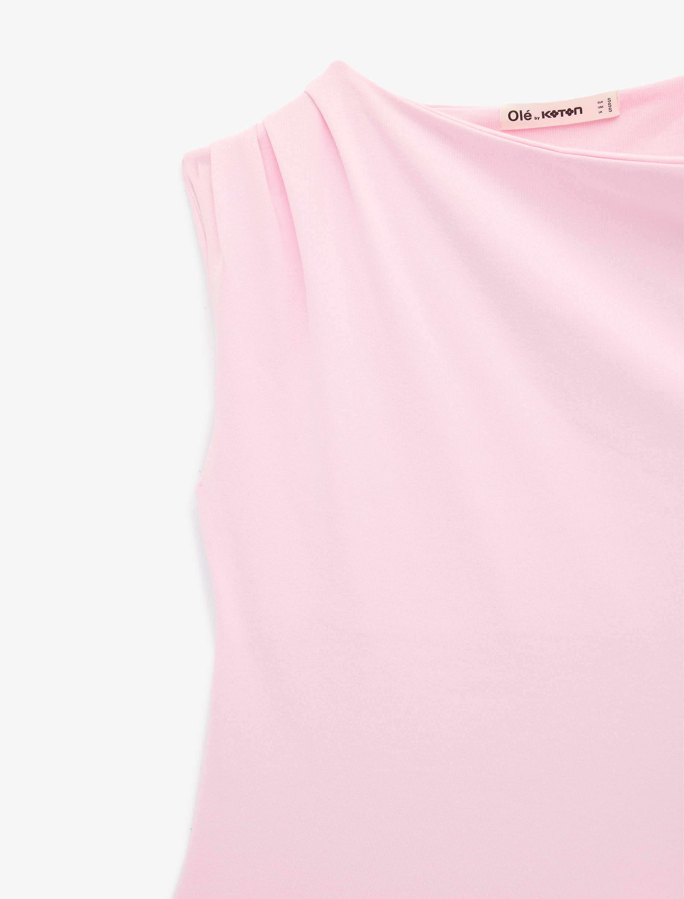   Omzu Açık Drape Detaylı Pamuklu Kolsuz Bluz