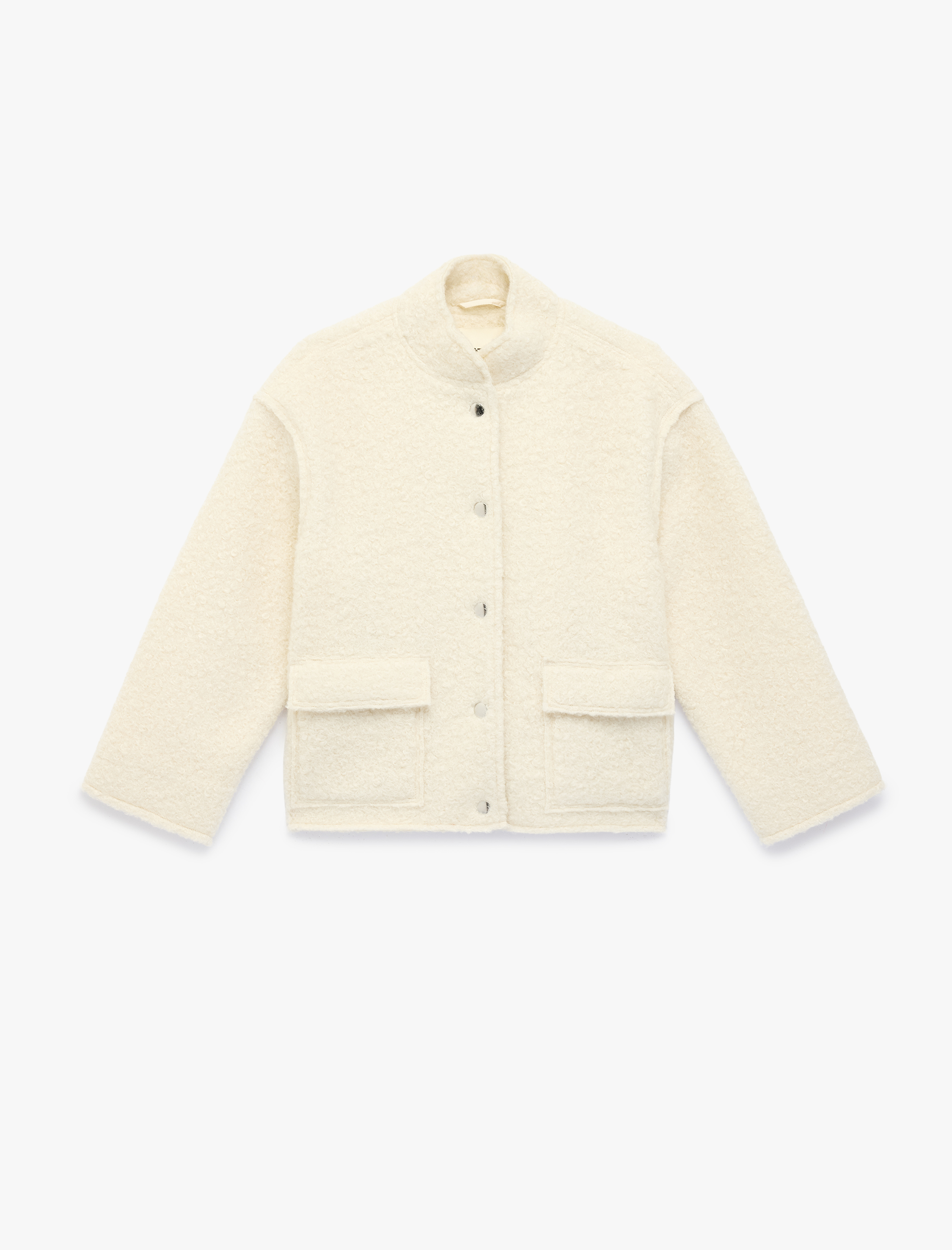  Kız Çocuk Cep Detaylı Düğmeli Uzun Kollu Dik Yaka Ceket