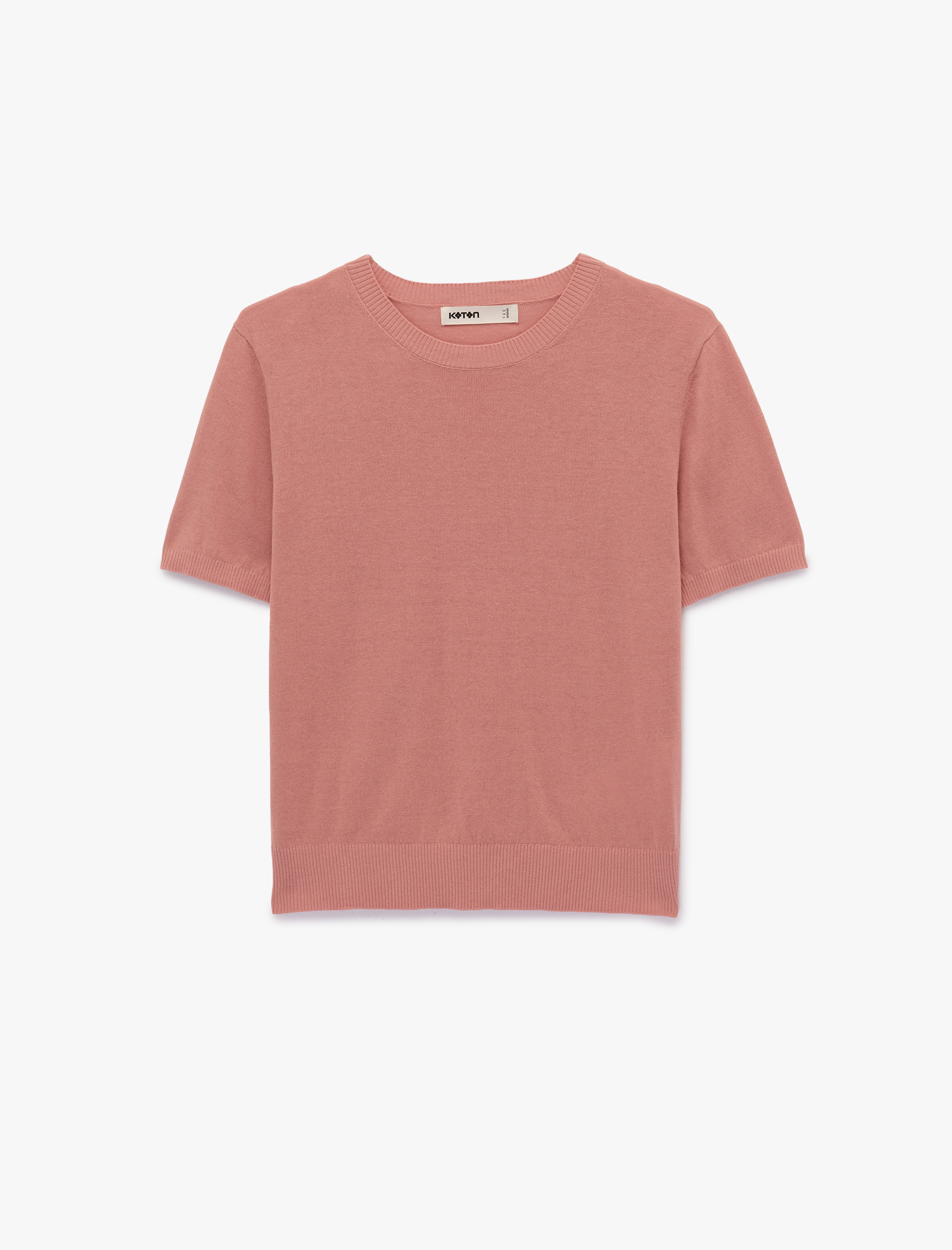   Pamuklu Kısa Kollu Bisiklet Yaka Triko Kazak