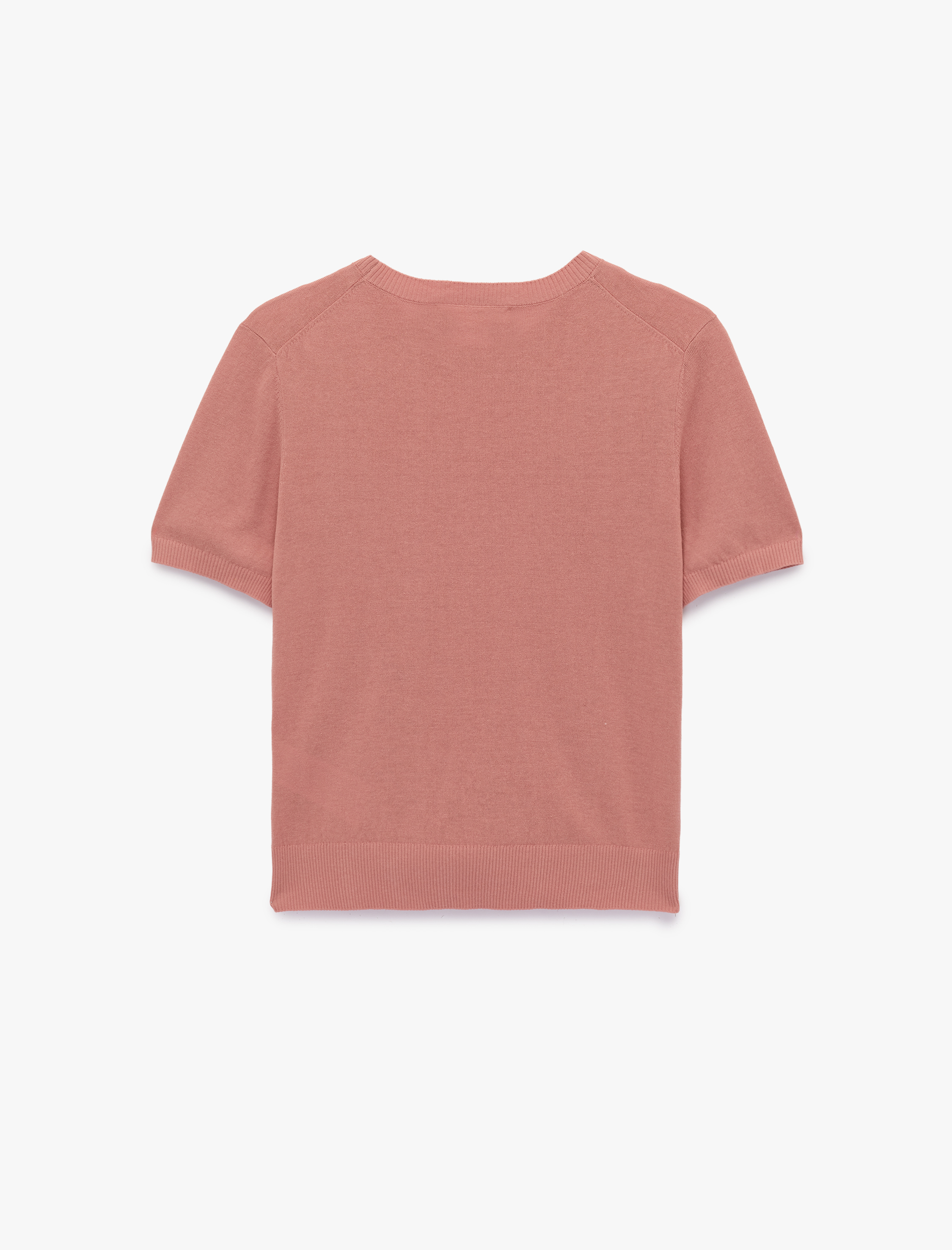   Pamuklu Kısa Kollu Bisiklet Yaka Triko Kazak