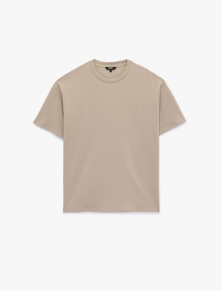  Kısa Kollu Bisiklet Yaka Pamuklu Rahat Kalıp Basic Spor Tişört