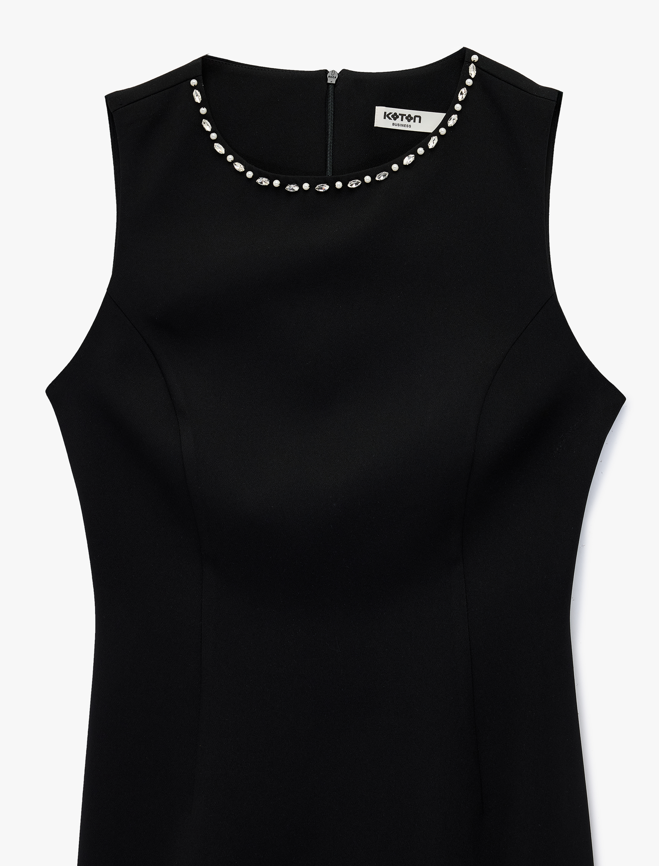   Taş Detaylı Kolsuz Bisiklet Yaka Mini Elbise