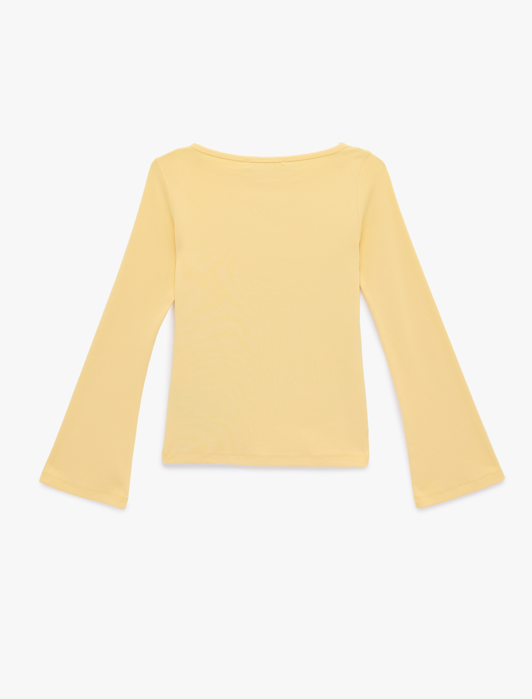   Pamuklu Kayık Yaka Uzun İspanyol Kollu Bluz