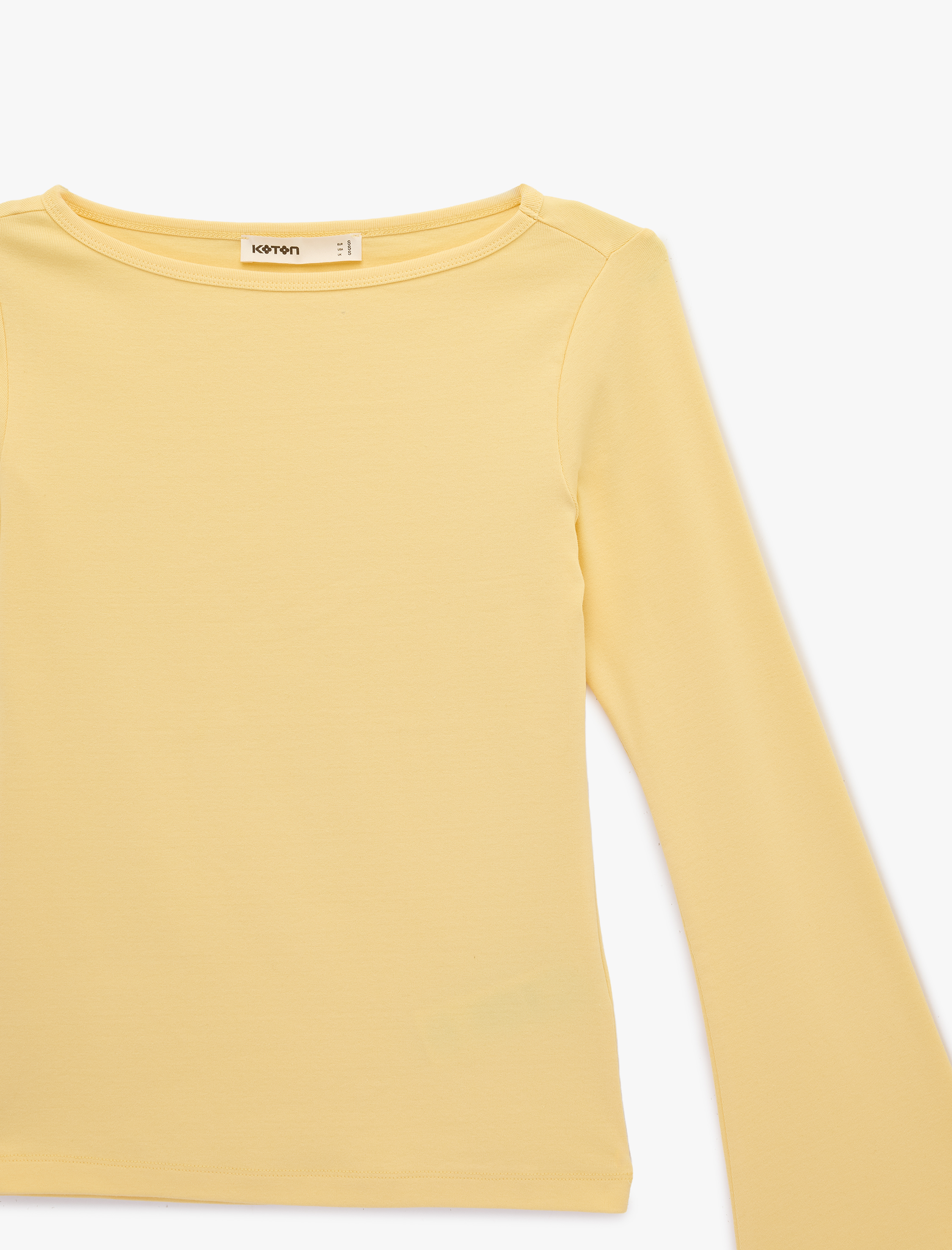   Pamuklu Kayık Yaka Uzun İspanyol Kollu Bluz