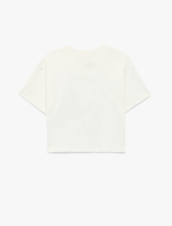 Kız Çocuk Lisanslı Snoopy Baskılı Kısa Kollu Pullu Payetli Pamuklu Tişört