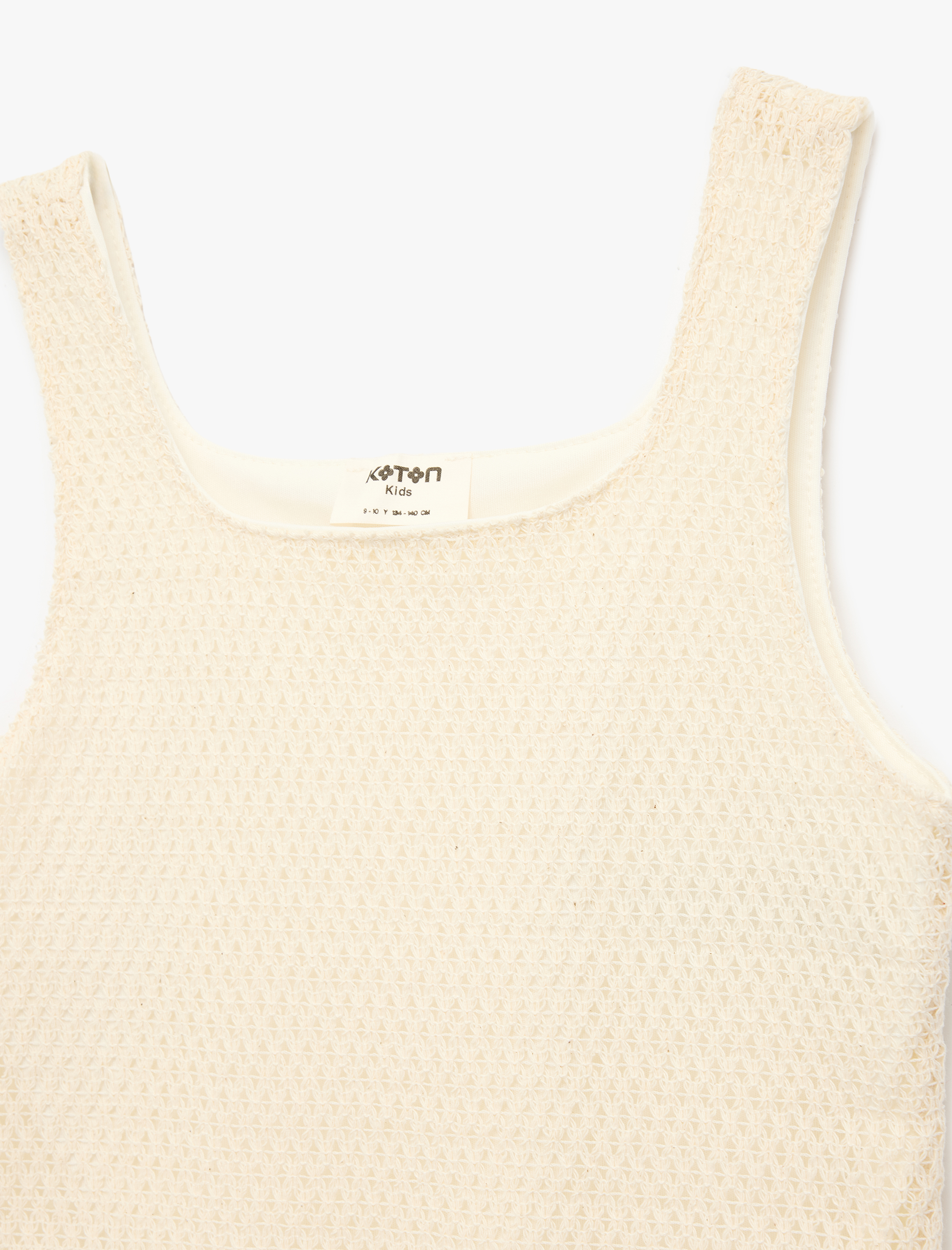  Kız Çocuk Pamuklu Dokulu Kare Yaka Kolsuz Crop Atlet