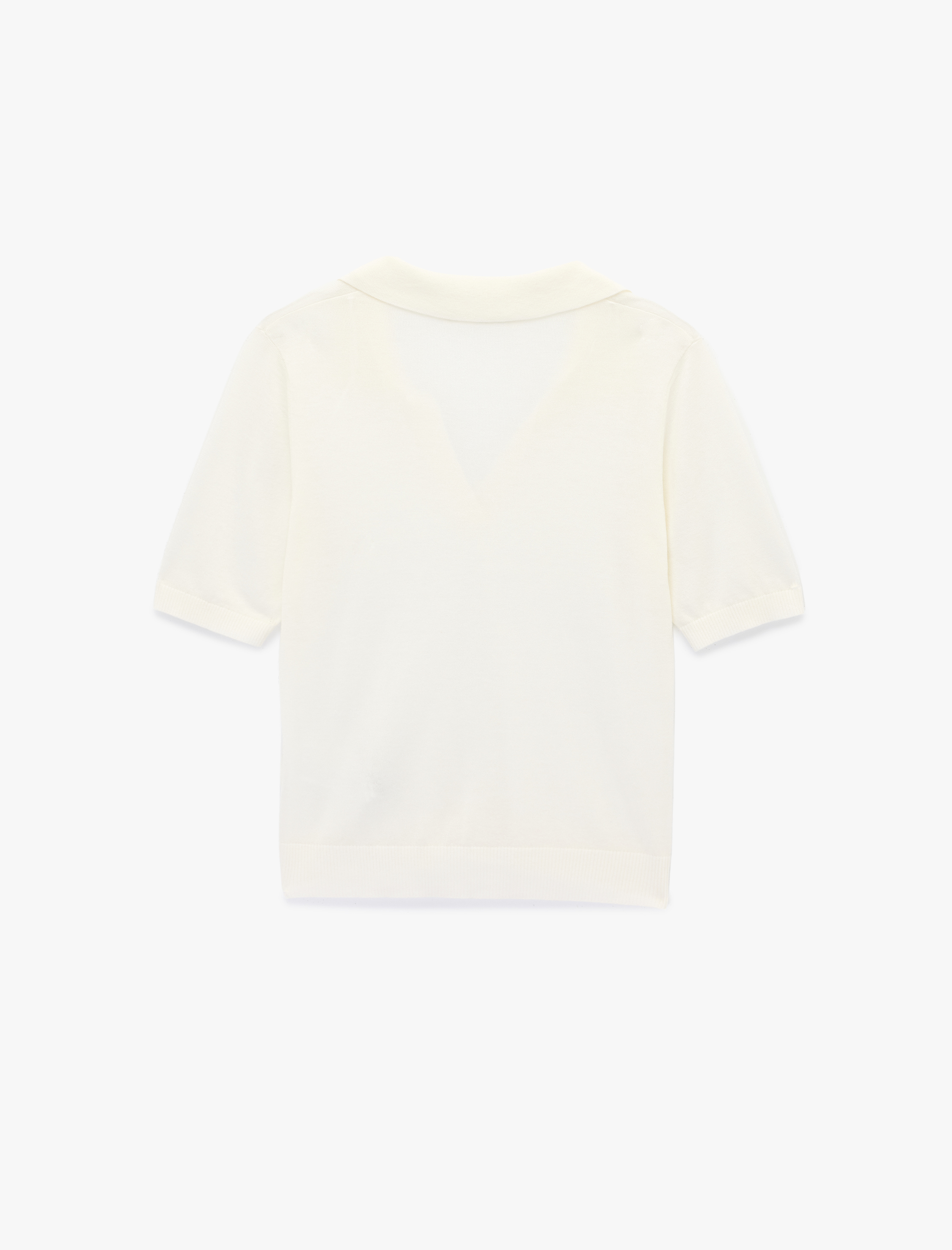   Koyun Yünü Karışımlı Yarım Düğmeli Kısa Kollu Polo Yaka Triko Kazak