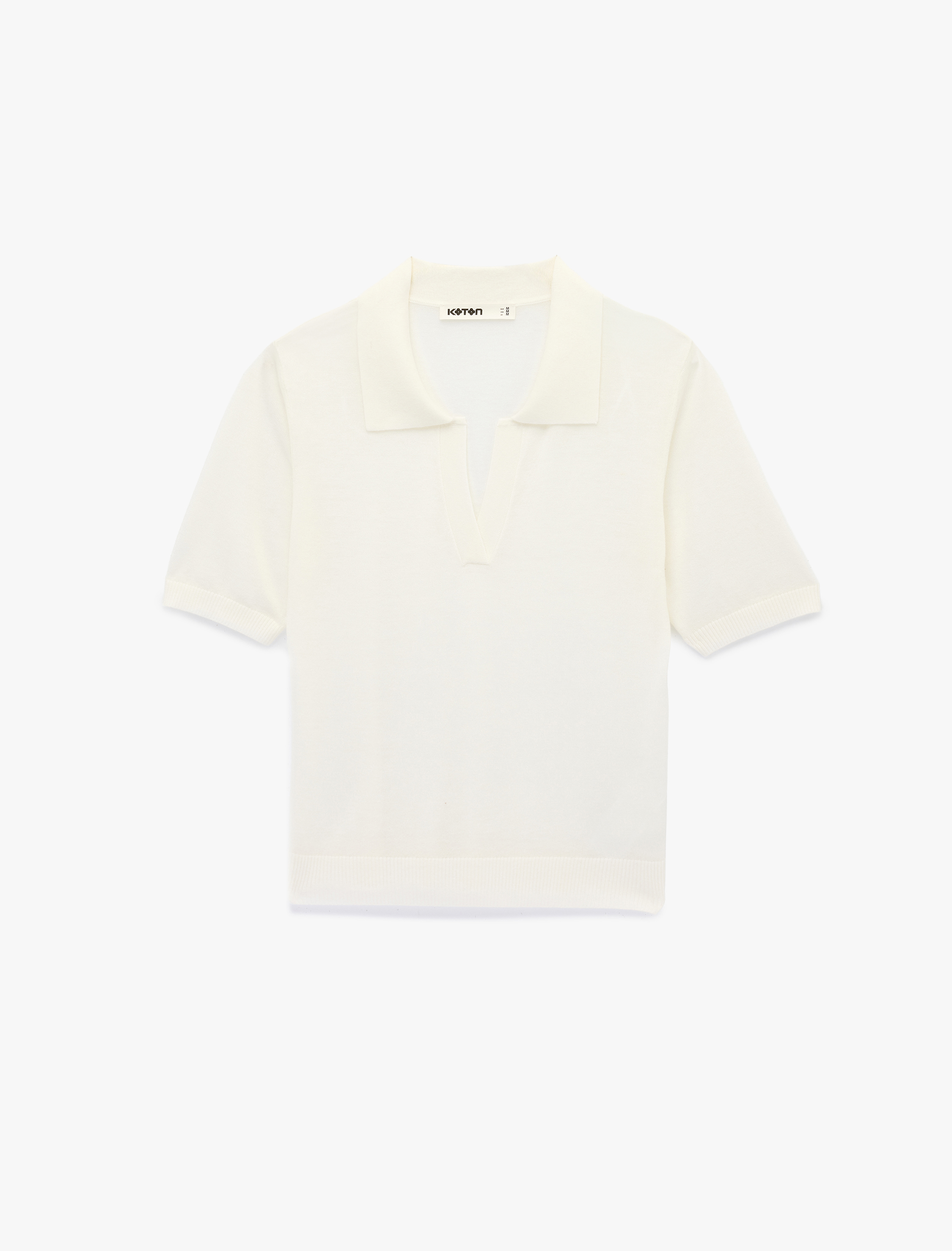   Koyun Yünü Karışımlı Yarım Düğmeli Kısa Kollu Polo Yaka Triko Kazak