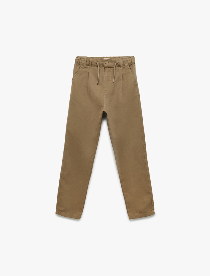 Erkek Çocuk Pamuklu Düğme Detaylı Basic Pantolon