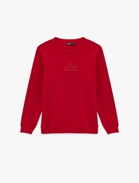 Uzun Kollu Şardonlu Yarım Fermuarlı Sweatshirt