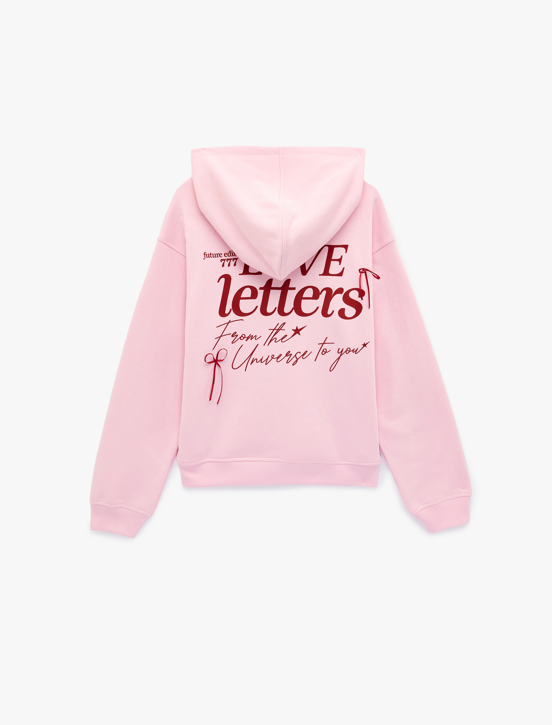   Uzun Kollu Kapüşonlu Kanguru Cepli Baskılı Sweatshirt