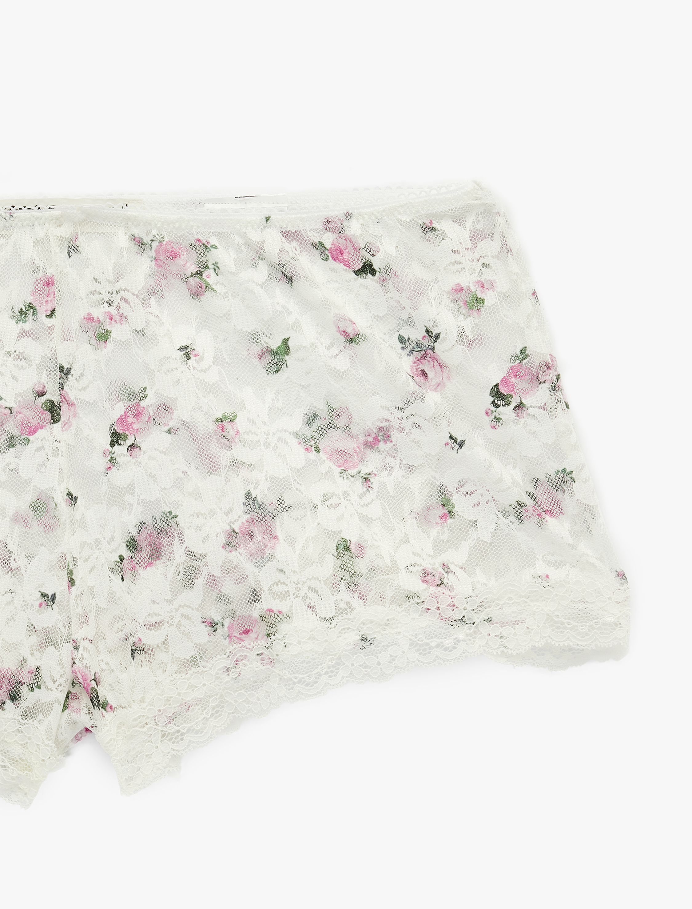   Dantelli Çiçek Desenli Şort Pijama Altı