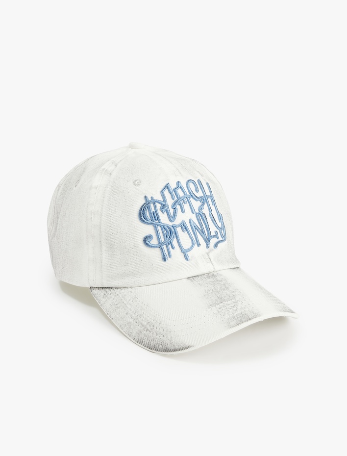 Erkek Pamuklu Yıkamalı İşlemeli Kep Şapka