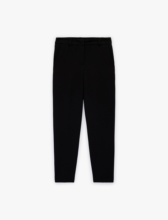  Cepli Yüksek Bel Slim Fit Cigarette Pantolon