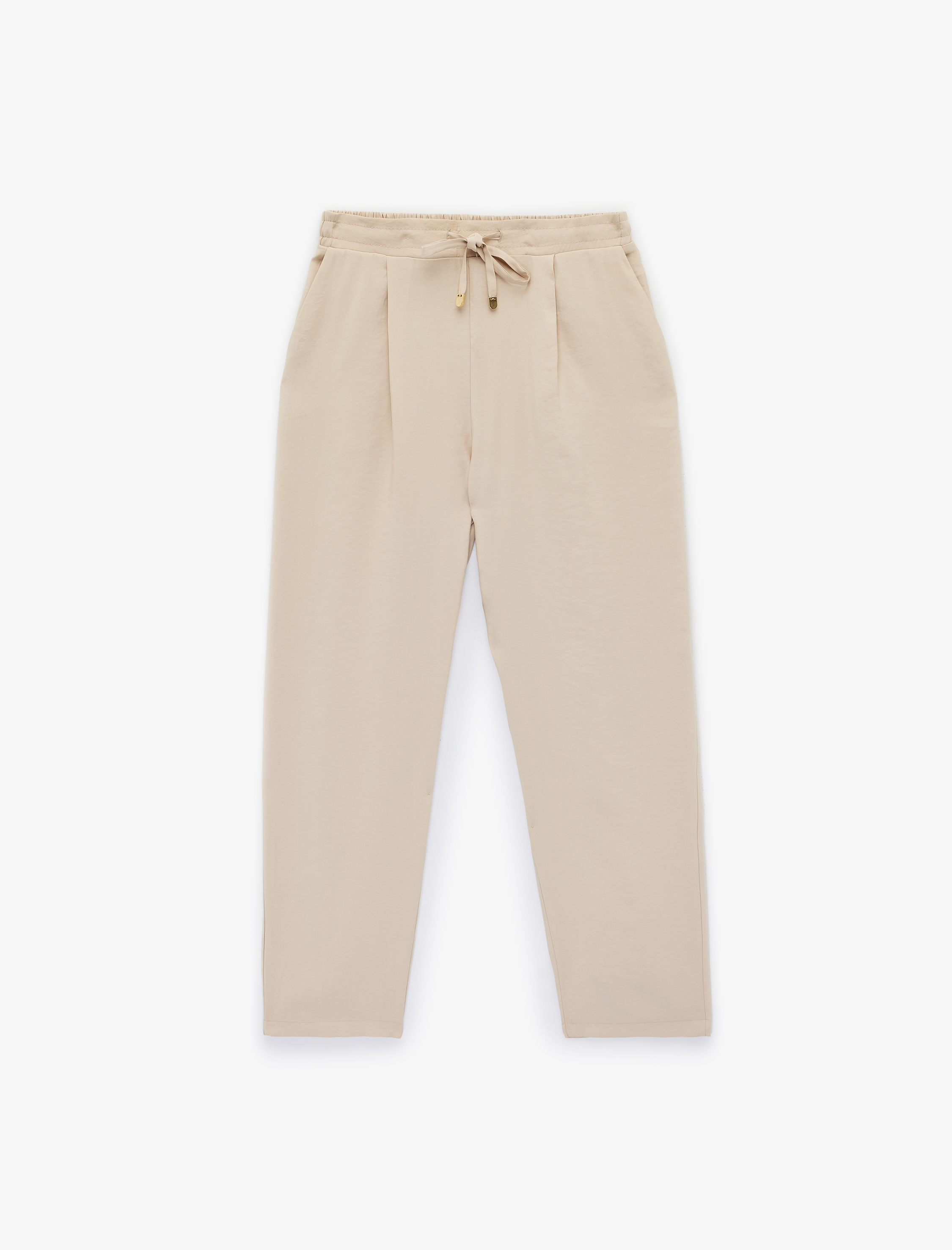   Slim Fit Beli Bağlamalı Cepli Havuç Kesim Pantolon