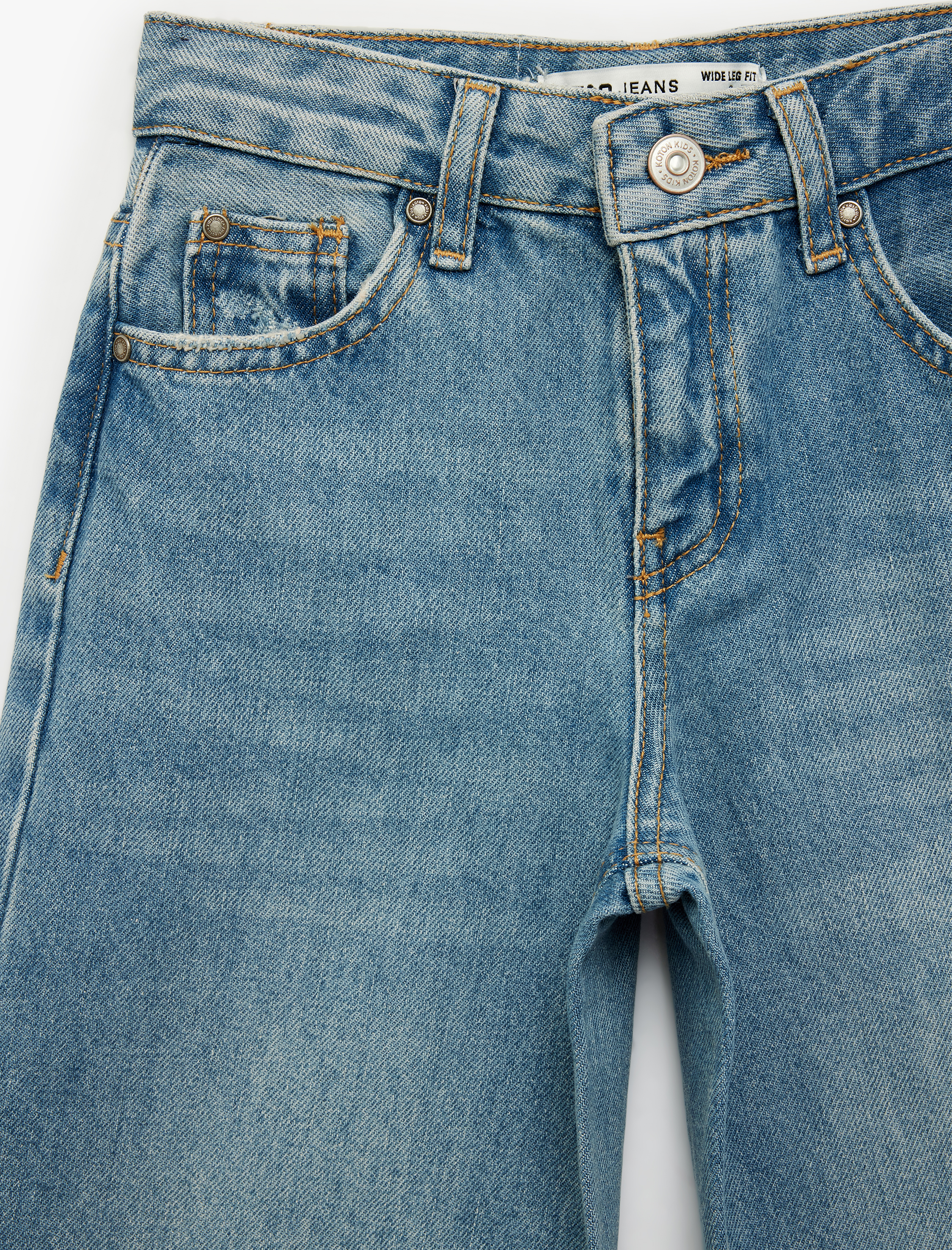  Kız Çocuk Pamuklu Cepli Mom Fit Denim Pantolon