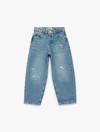 Pamuklu Cepli Mom Fit Denim Pantolon
