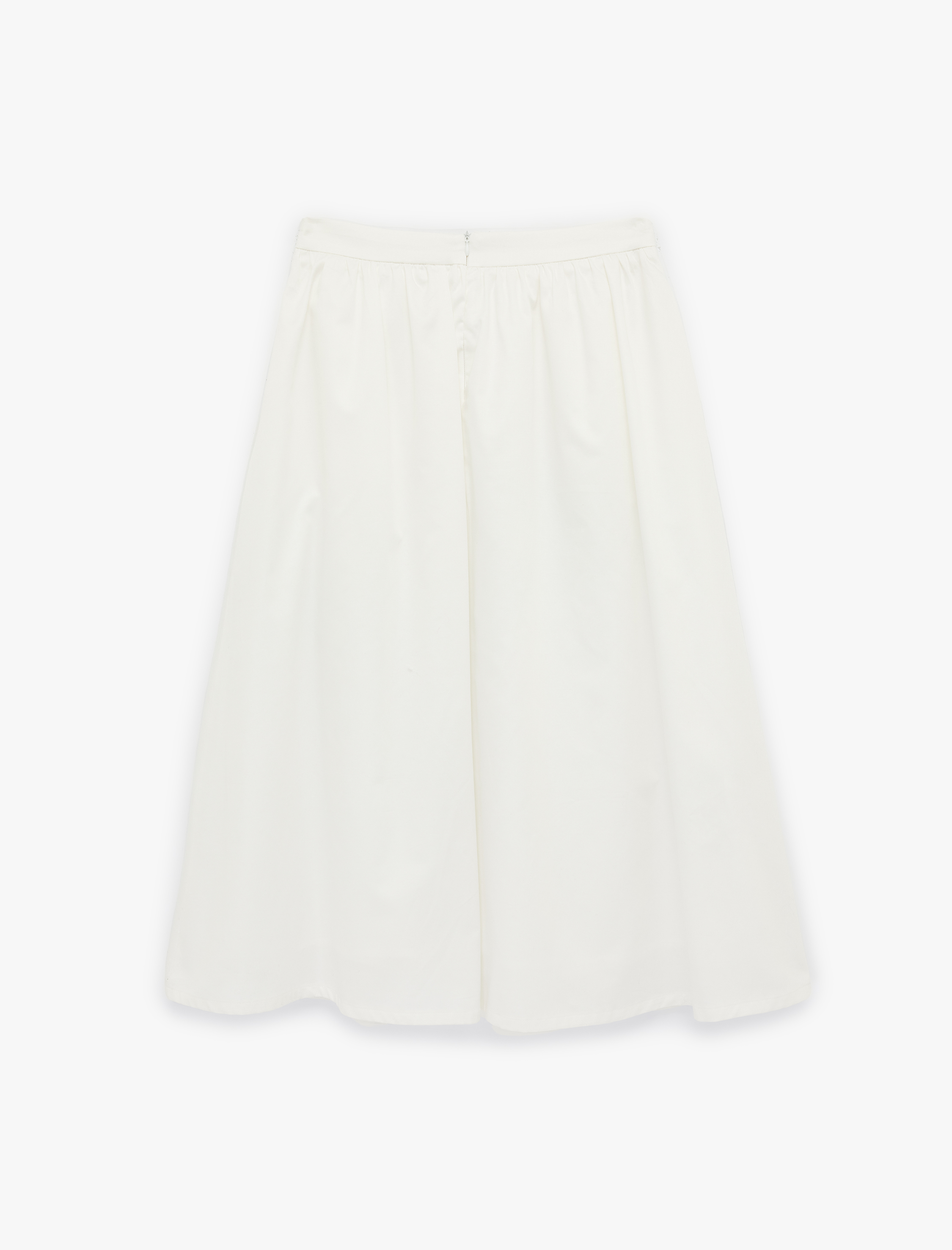   Keten Karışımlı Cepli Midi Çiçekli Kloş Etek