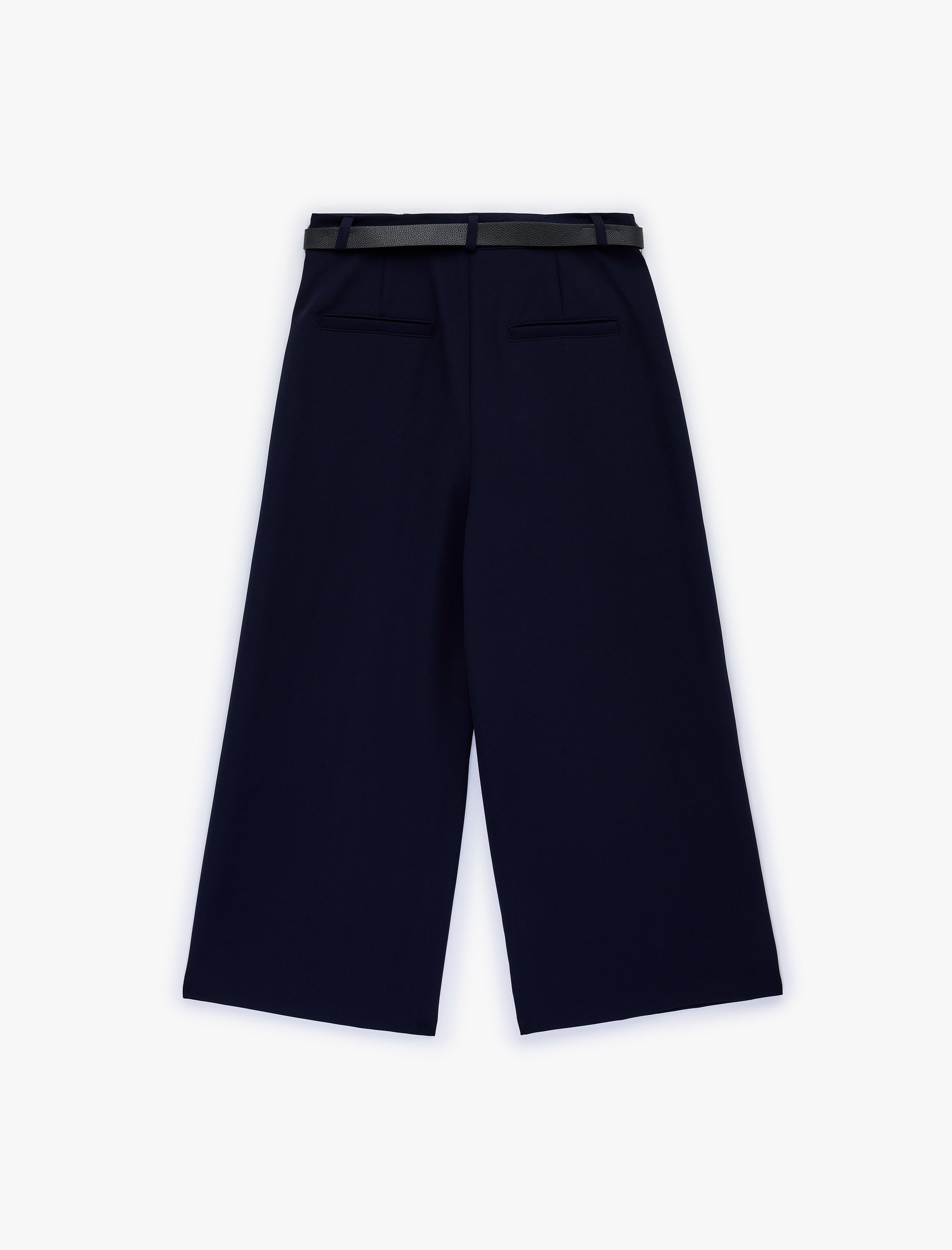   Cepli Geniş Paça Kemerli Kumaş Pantolon