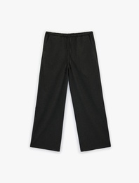 Beli Bağcıklı Geniş Paça Pantolon