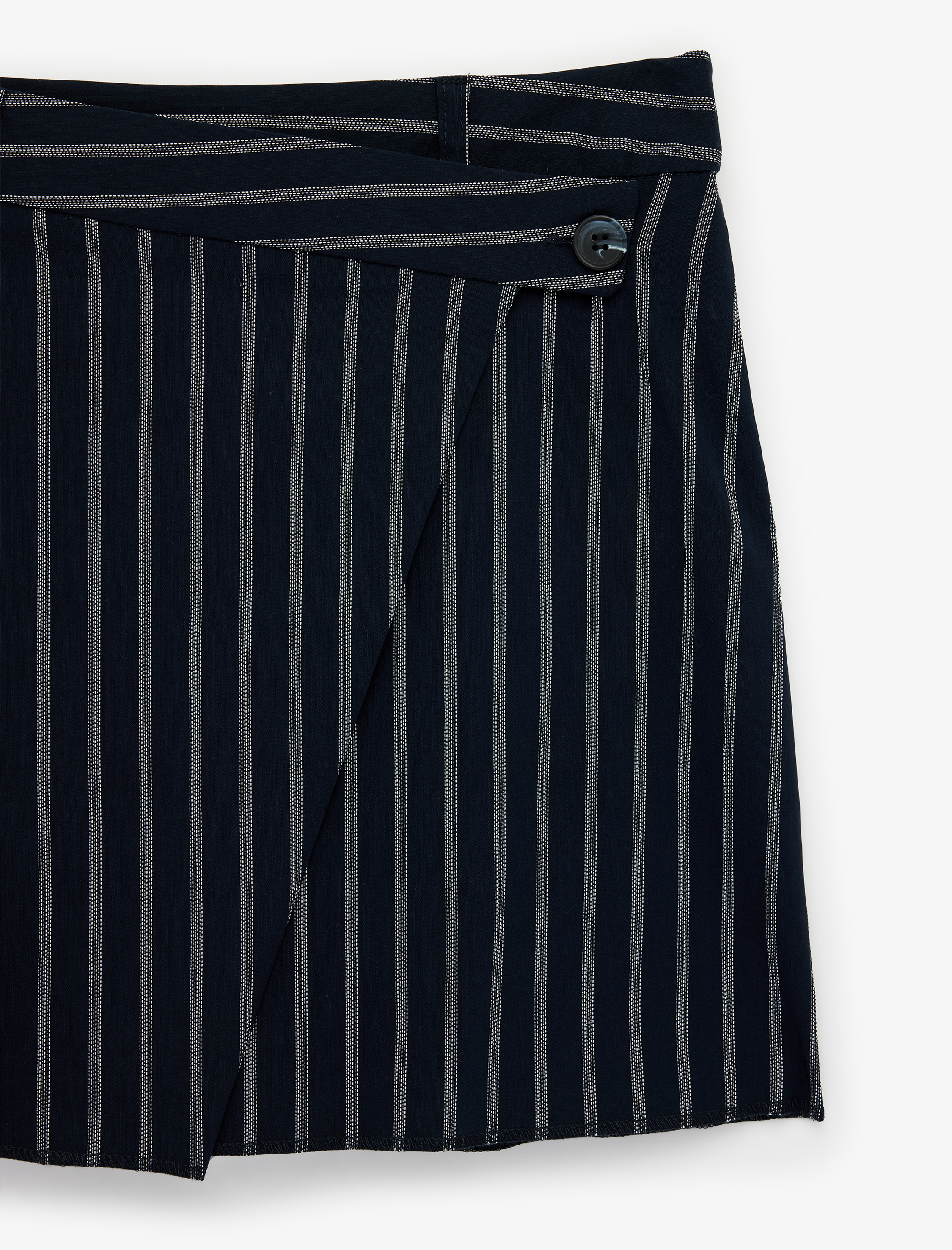   Viskon Kumaş Slim Fit A Kesim Çizgili Mini Etek