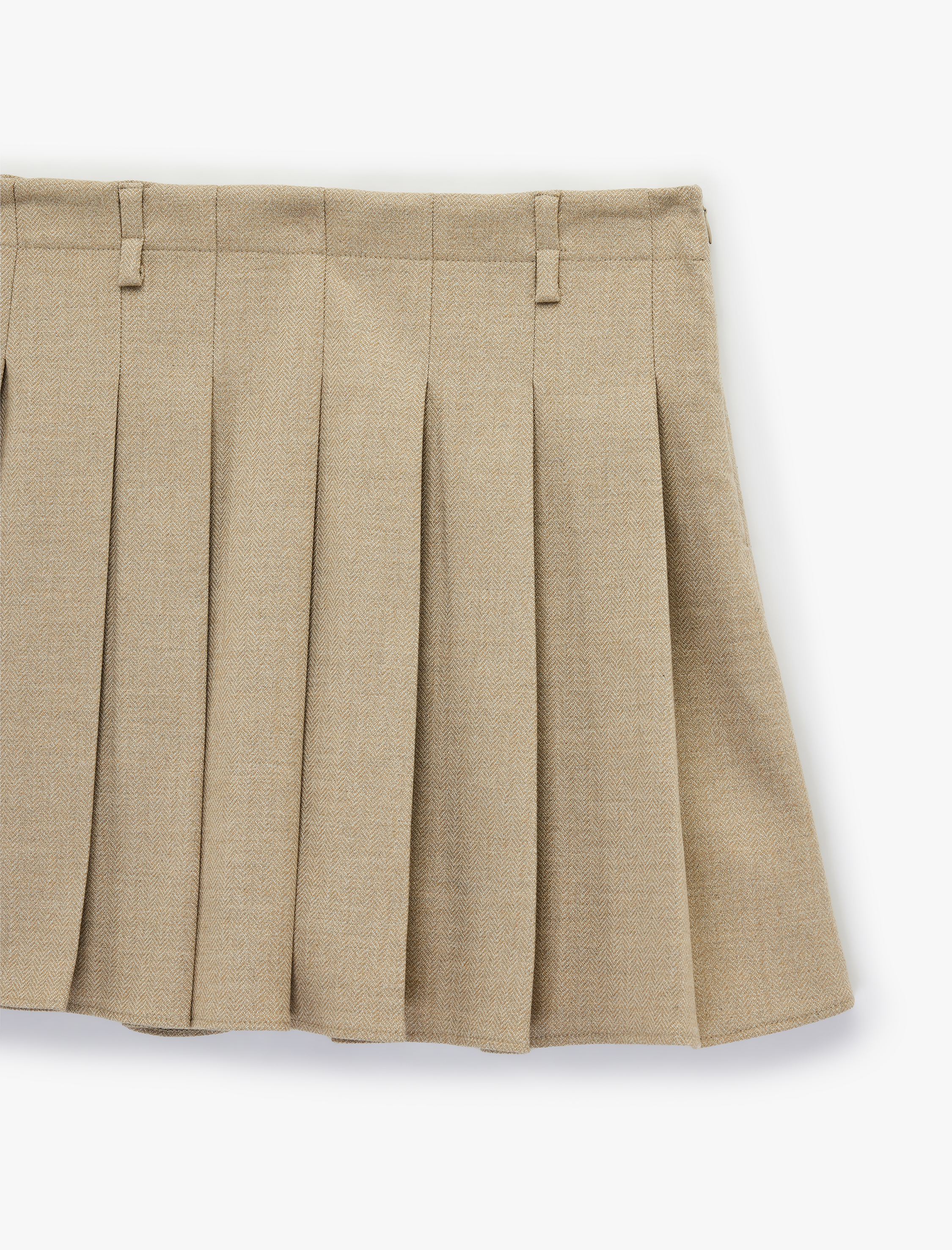   Kalın Pileli Mini Etek