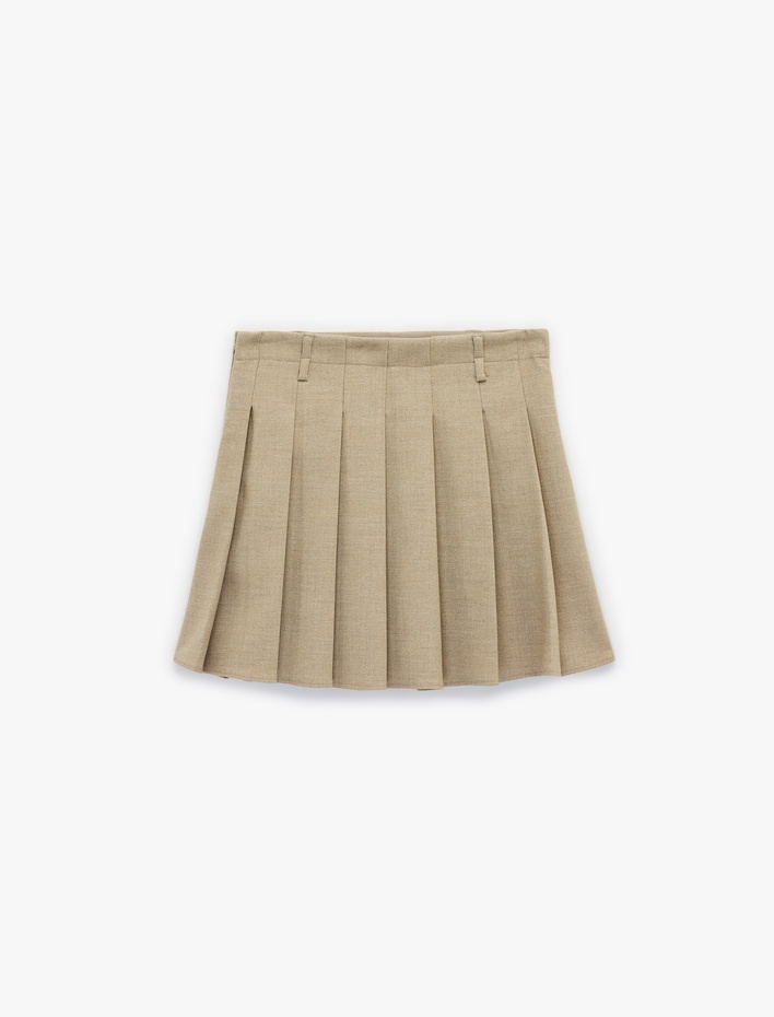  Kalın Pileli Mini Etek