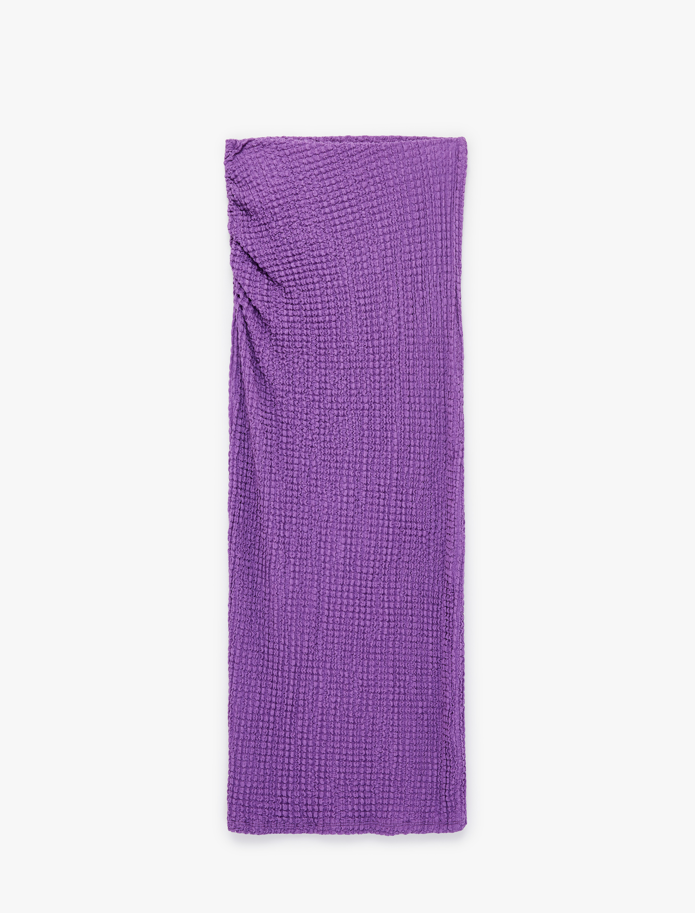   Bürümcük Kumaş Drape Detaylı Dokulu Midi Kalem Etek