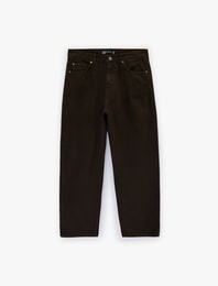 Regular Fit Beş Cepli Pamuklu Bol Baggy Jean Pantolon