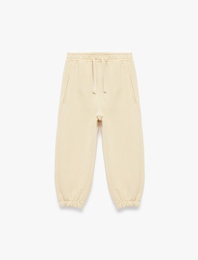 Pamuklu Lastikli Paça Beli Bağcıklı Oversize Basic Eşofman Altı