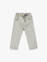 Pamuklu Beli Lastikli Normal Paça Denim Pantolon