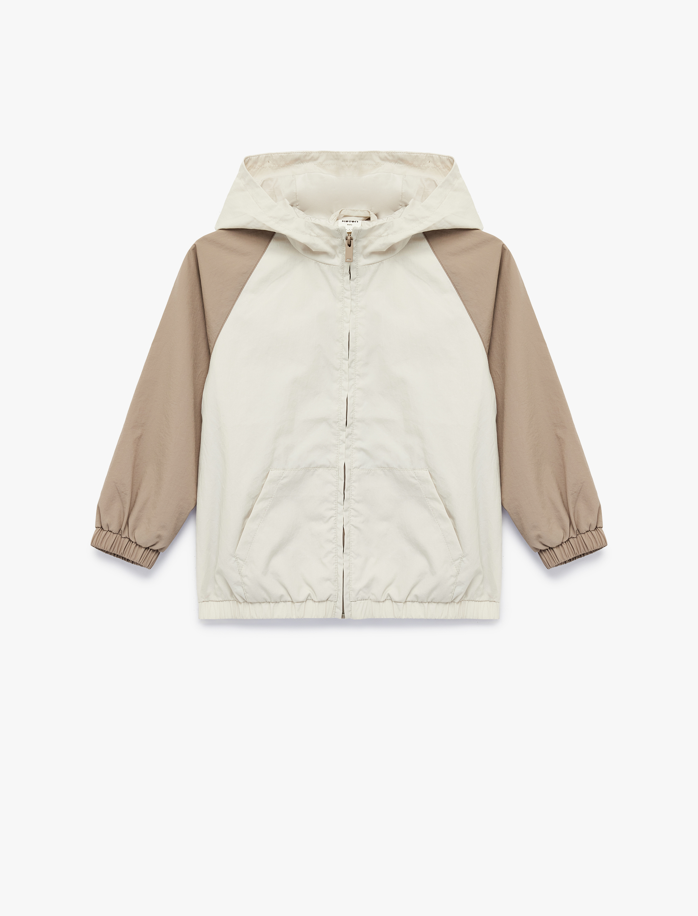  Erkek Bebek Renk Bloklu Kanguru Cep Detaylı  Fermuar Detaylı Kapşonlu Mevsimlik Ceket