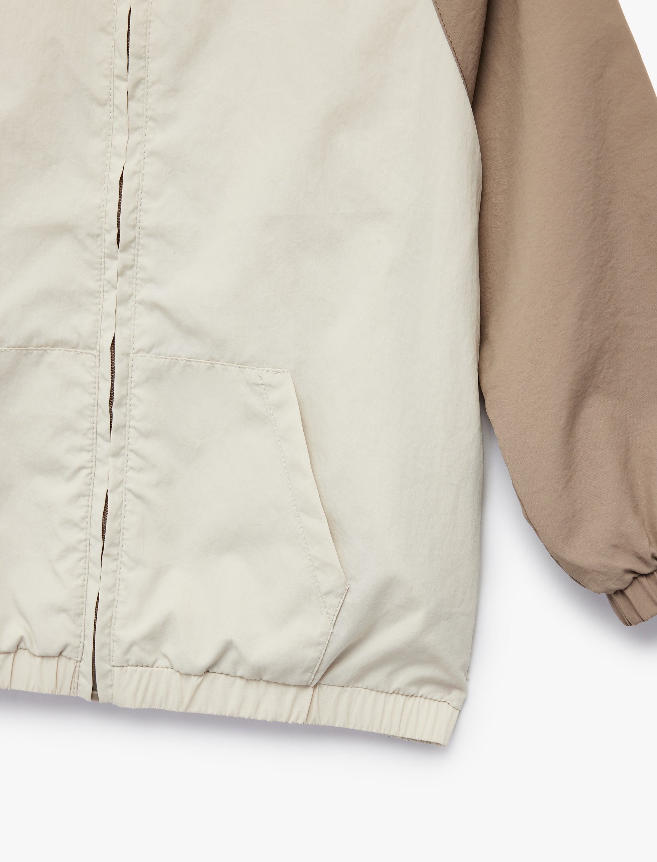  Erkek Bebek Renk Bloklu Kanguru Cep Detaylı  Fermuar Detaylı Kapşonlu Mevsimlik Ceket