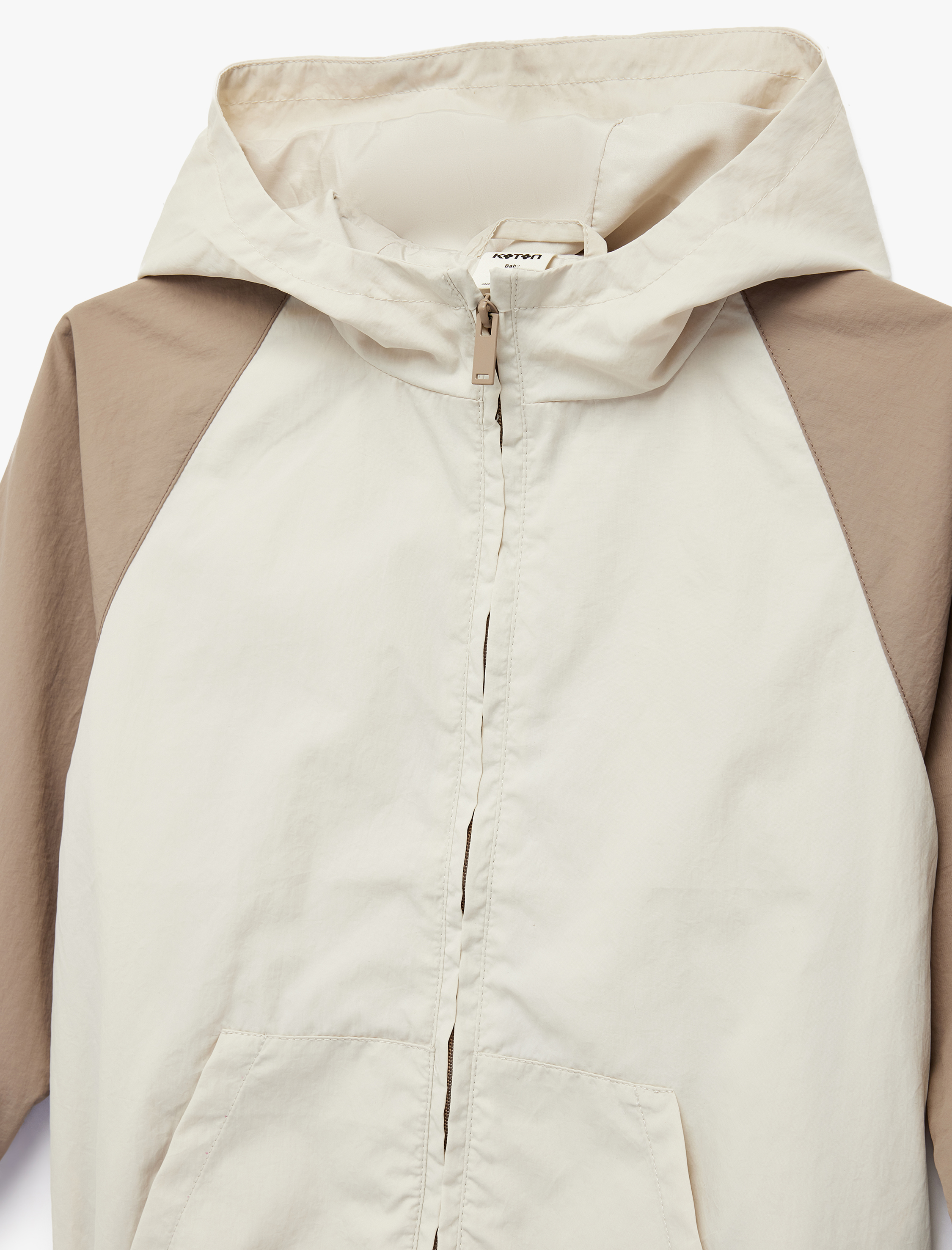  Erkek Bebek Renk Bloklu Kanguru Cep Detaylı  Fermuar Detaylı Kapşonlu Mevsimlik Ceket