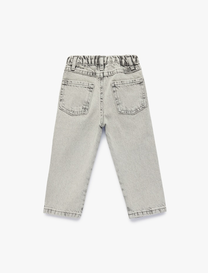 Erkek Bebek Pamuklu Beli Lastikli Normal Paça Denim Pantolon