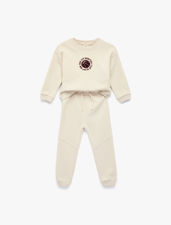 Erkek Bebek Basketbol Baskılı Cep Detaylı Pamuklu Eşofman Takımı