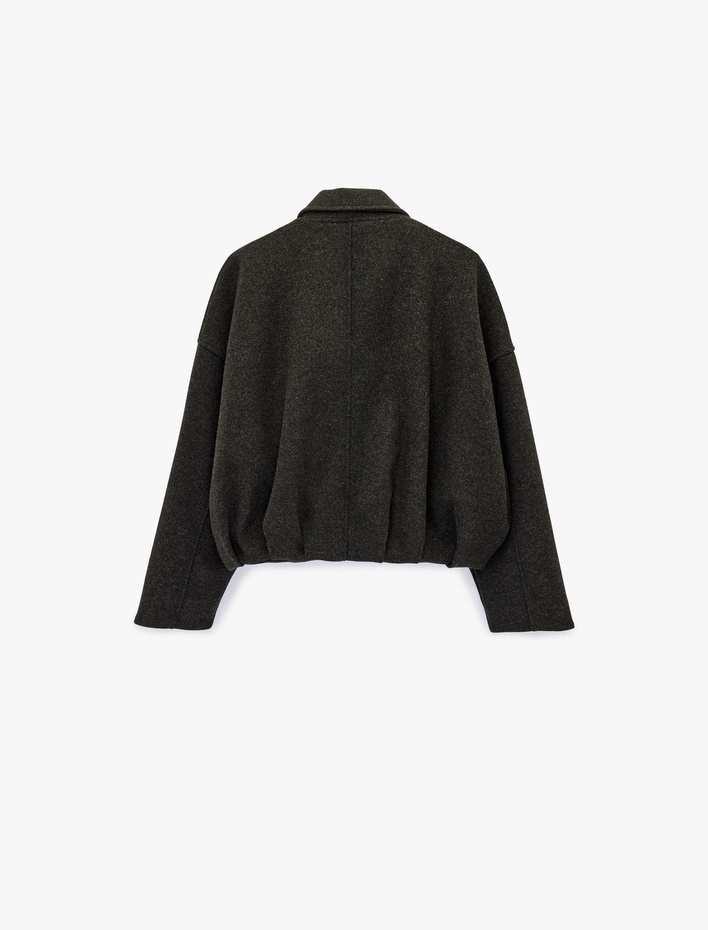  Fermuarlı Uzun Kollu Klasik Yaka Bomber Ceket