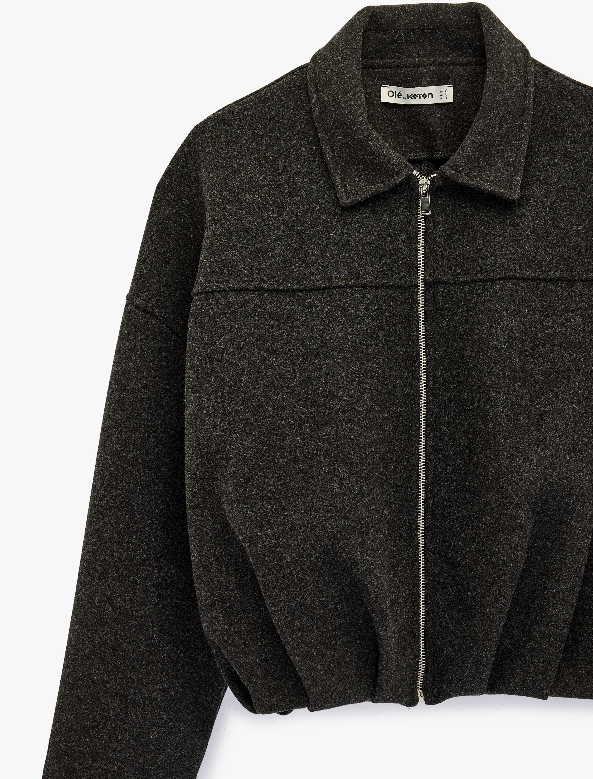   Fermuarlı Uzun Kollu Klasik Yaka Bomber Ceket