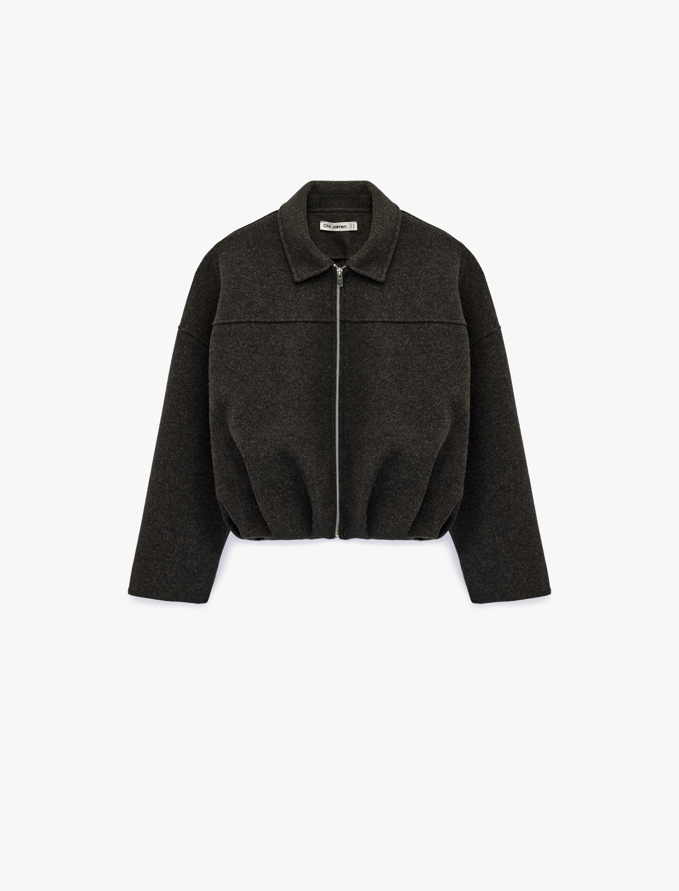   Fermuarlı Uzun Kollu Klasik Yaka Bomber Ceket