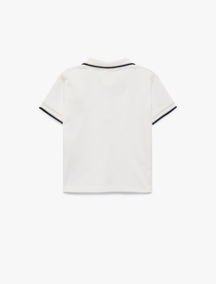 Erkek Bebek Roket Baskılı Kısa Kollu Pamuklu Polo Yaka Tişört