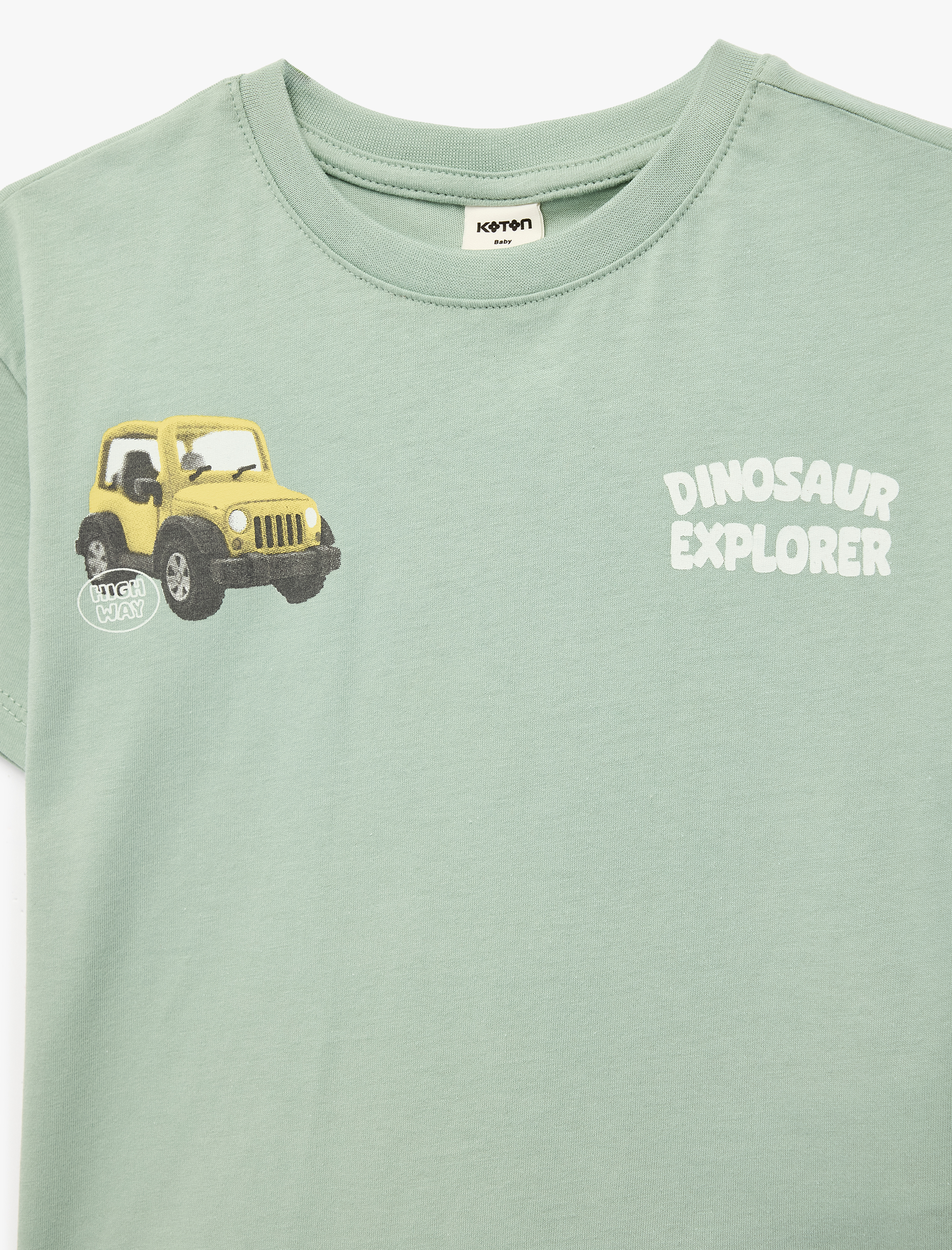  Erkek Bebek Bisiklet Yaka Kısa Kollu Pamuklu Baskılı Tişört