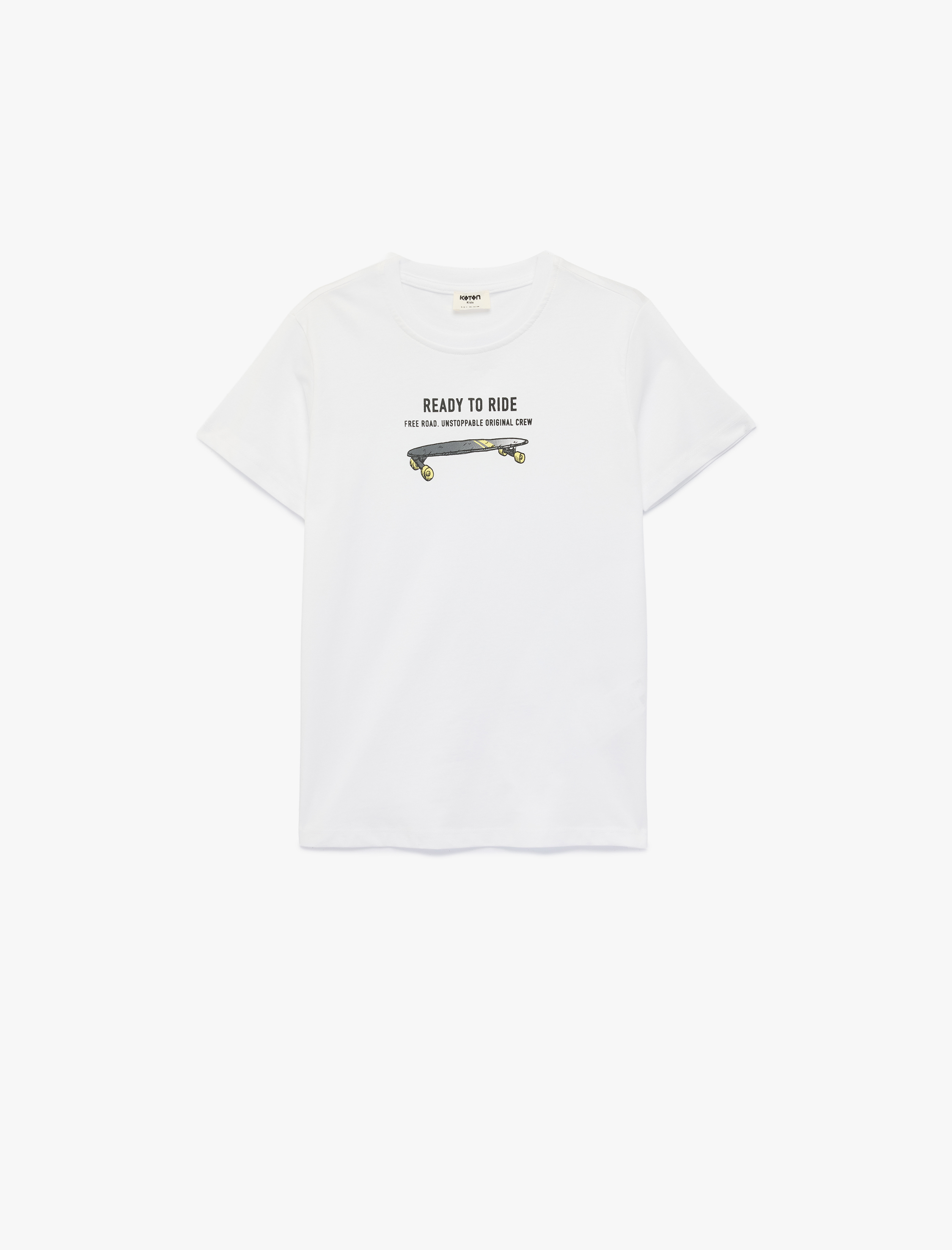  Erkek Çocuk Bisiklet Yaka Kısa Kollu Pamuklu Baskılı Tişört